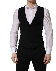 Dolce & Gabbana Black Wool Single Breasted Waistcoat Vest - IT46 | S