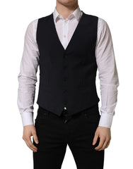 Dolce & Gabbana Black Wool Single Breasted Waistcoat Vest - IT48 | M