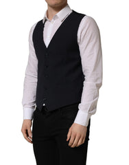 Dolce & Gabbana Black Wool Single Breasted Waistcoat Vest - IT48 | M