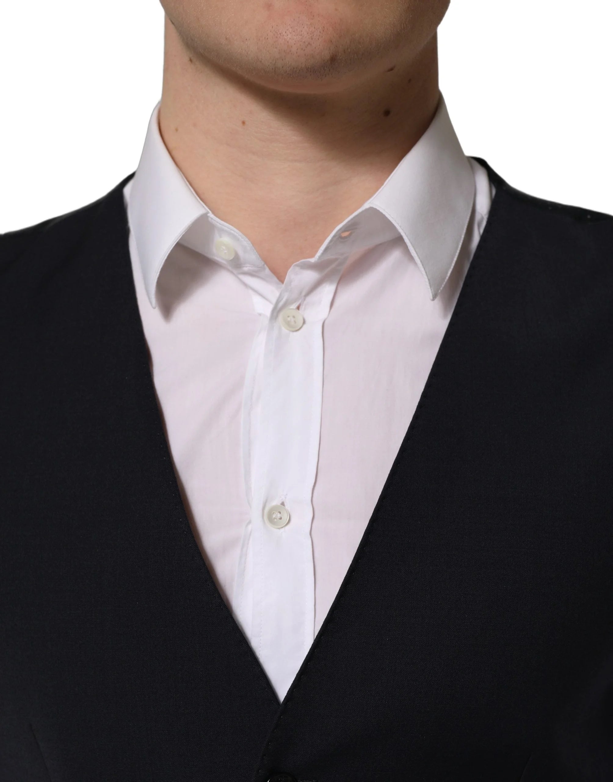 Dolce & Gabbana Black Wool Single Breasted Waistcoat Vest - IT48 | M