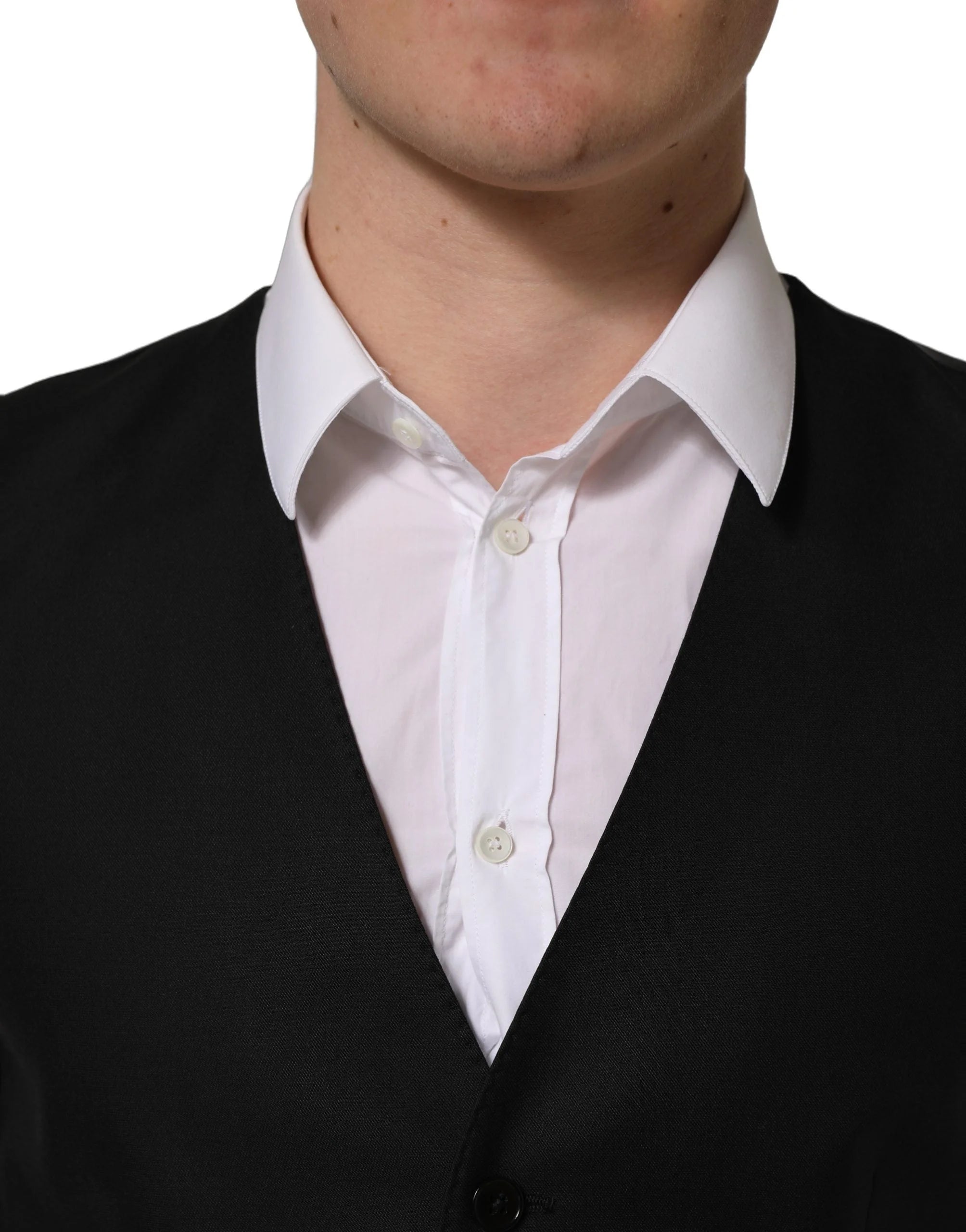 Dolce & Gabbana Black Wool Single Breasted Waistcoat Vest - IT50 | L