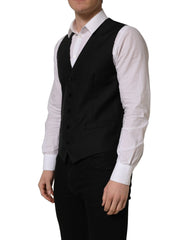 Dolce & Gabbana Black Wool Single Breasted Waistcoat Vest - IT50 | L