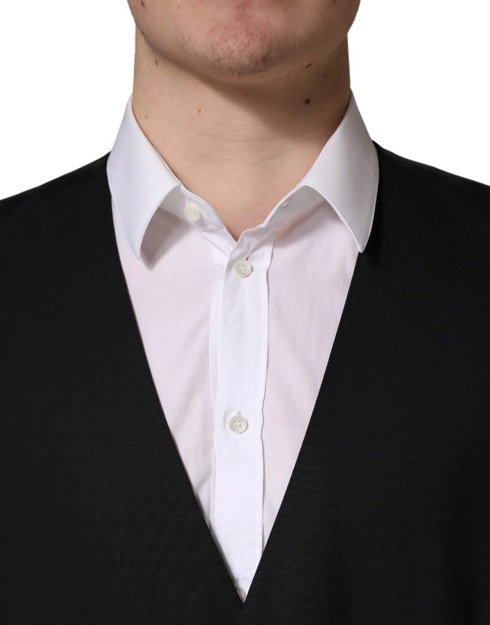 Dolce & Gabbana Black Wool Single Breasted Waistcoat Vest - IT56 | XXL
