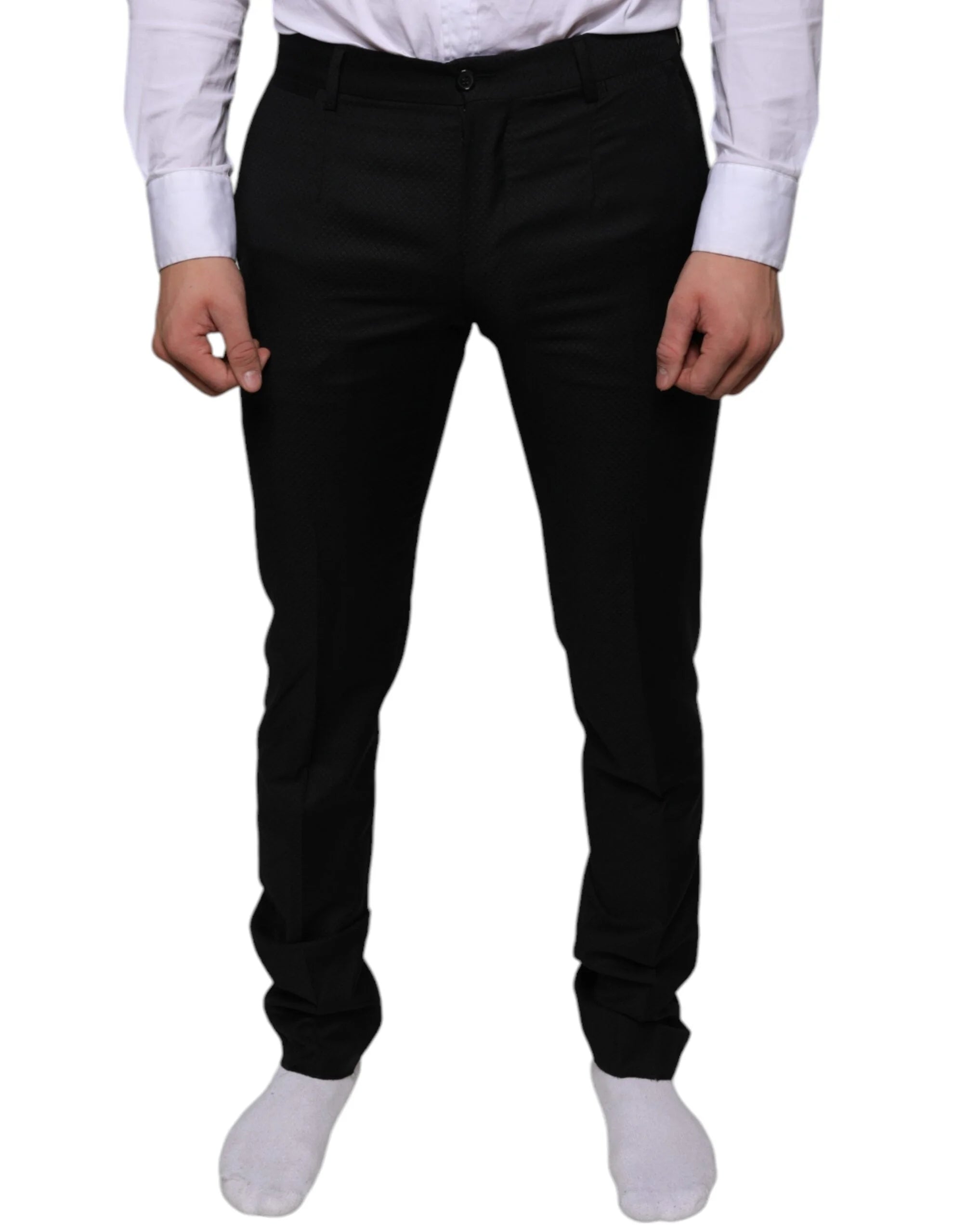 Dolce & Gabbana Black Wool Skinny Dress Formal Pants - IT46 | S - Trousers