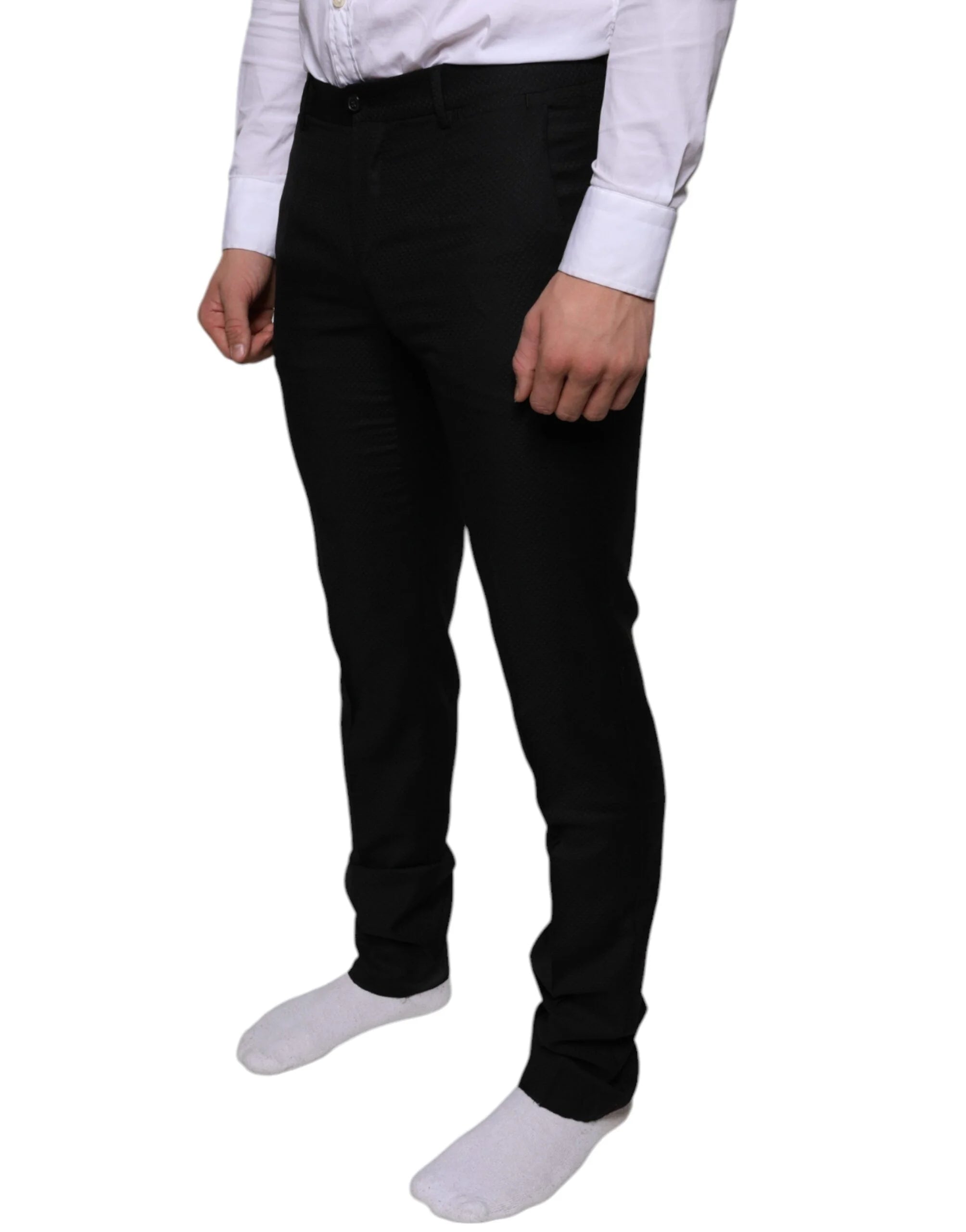 Dolce & Gabbana Black Wool Skinny Dress Formal Pants - IT46 | S - Trousers