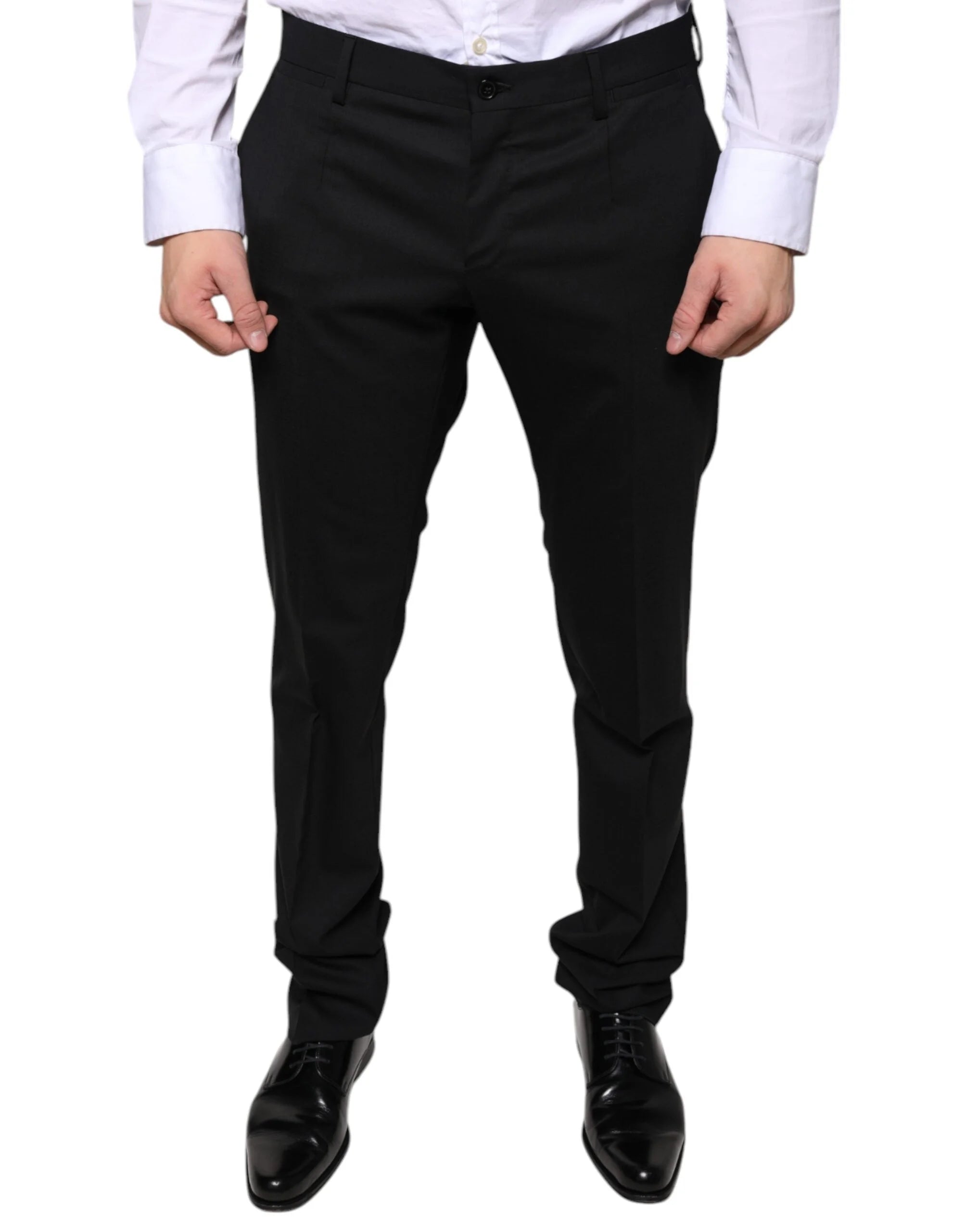 Dolce & Gabbana Black Wool Skinny Dress Formal Pants - IT48 | M - Trousers