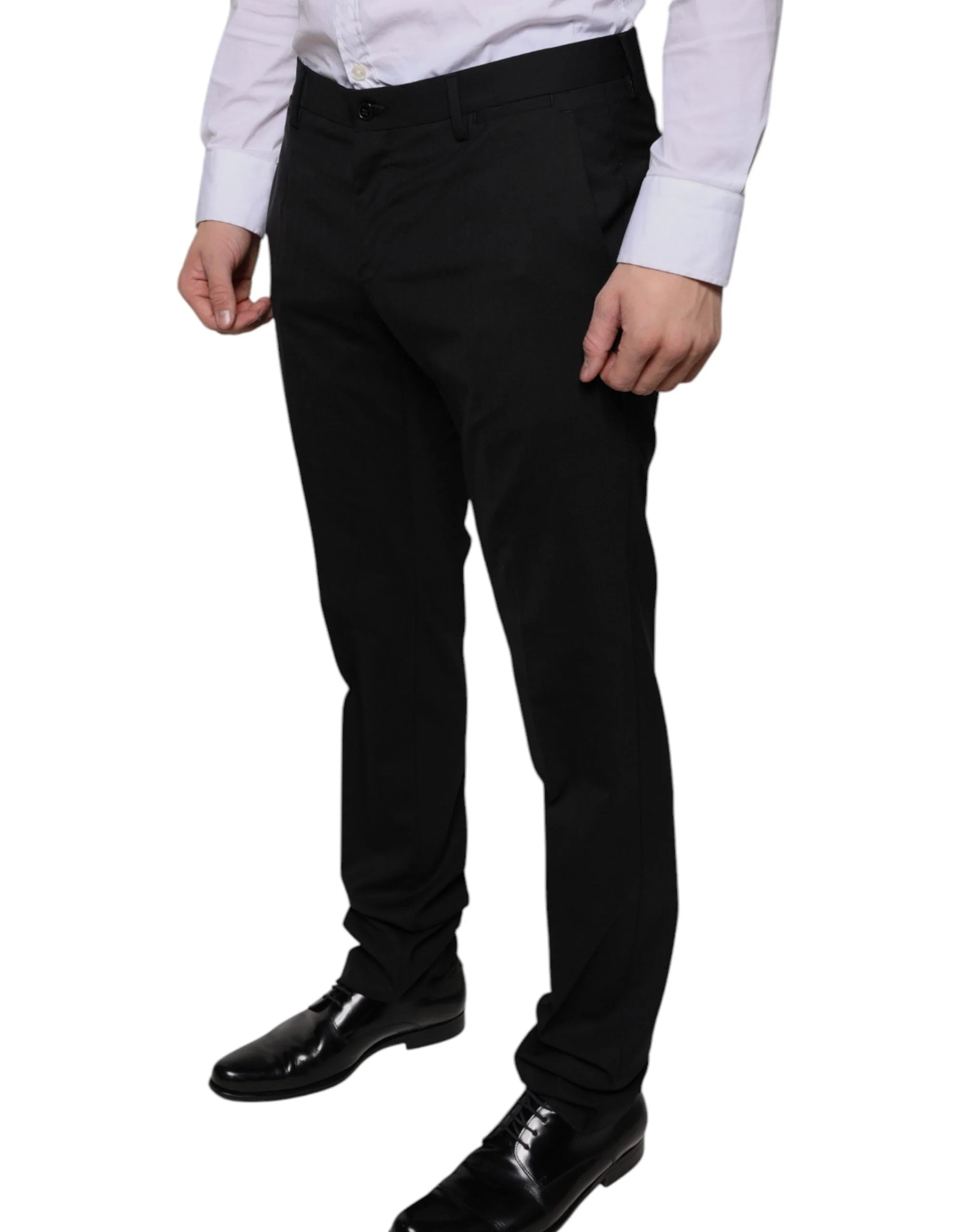 Dolce & Gabbana Black Wool Skinny Dress Formal Pants - IT48 | M - Trousers