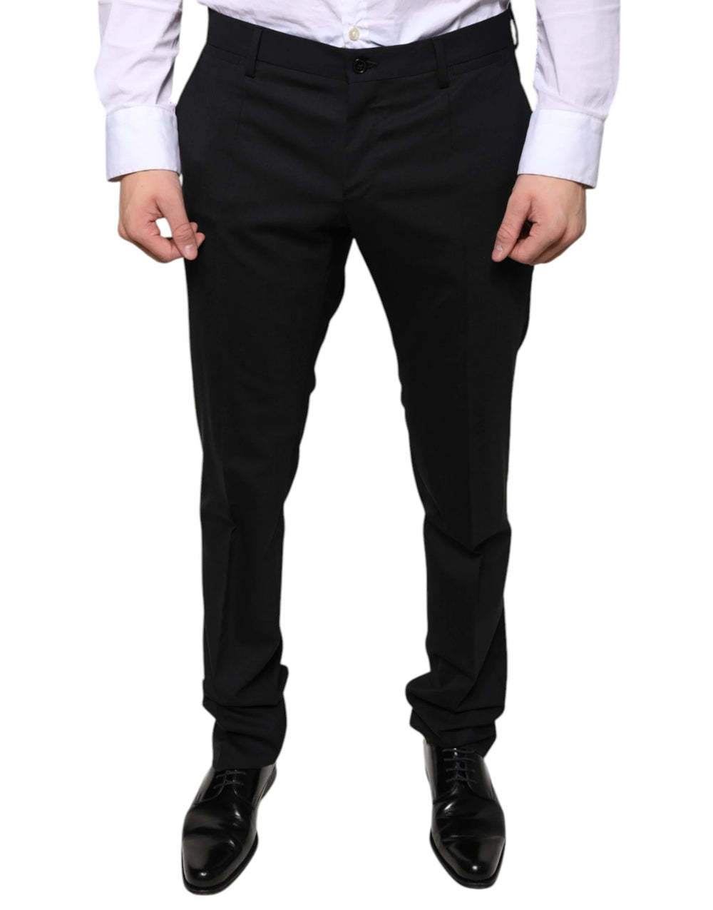 Dolce & Gabbana Black Wool Skinny Dress Formal Pants - IT48 | M - Trousers