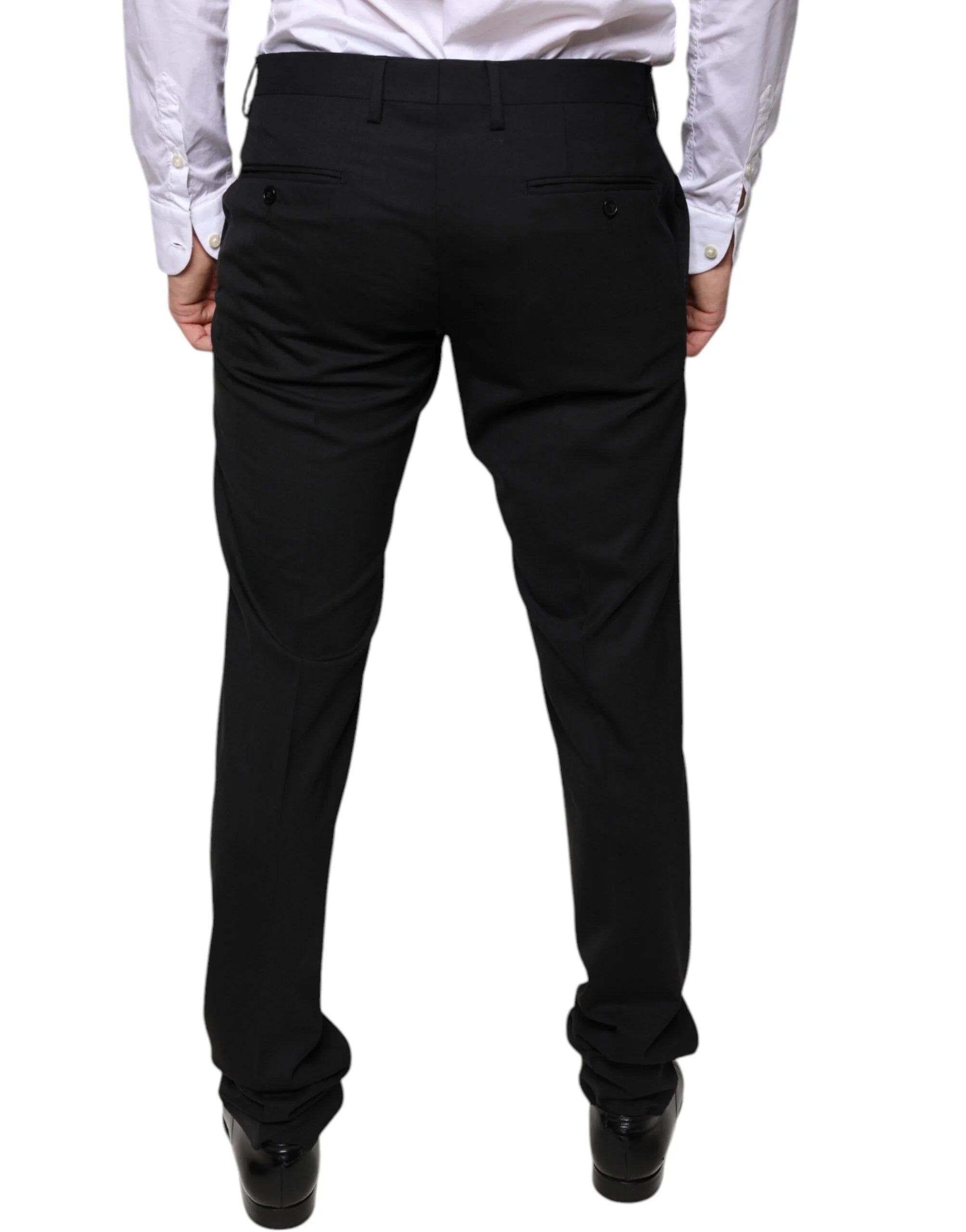 Dolce & Gabbana Black Wool Skinny Dress Formal Pants - IT48 | M - Trousers