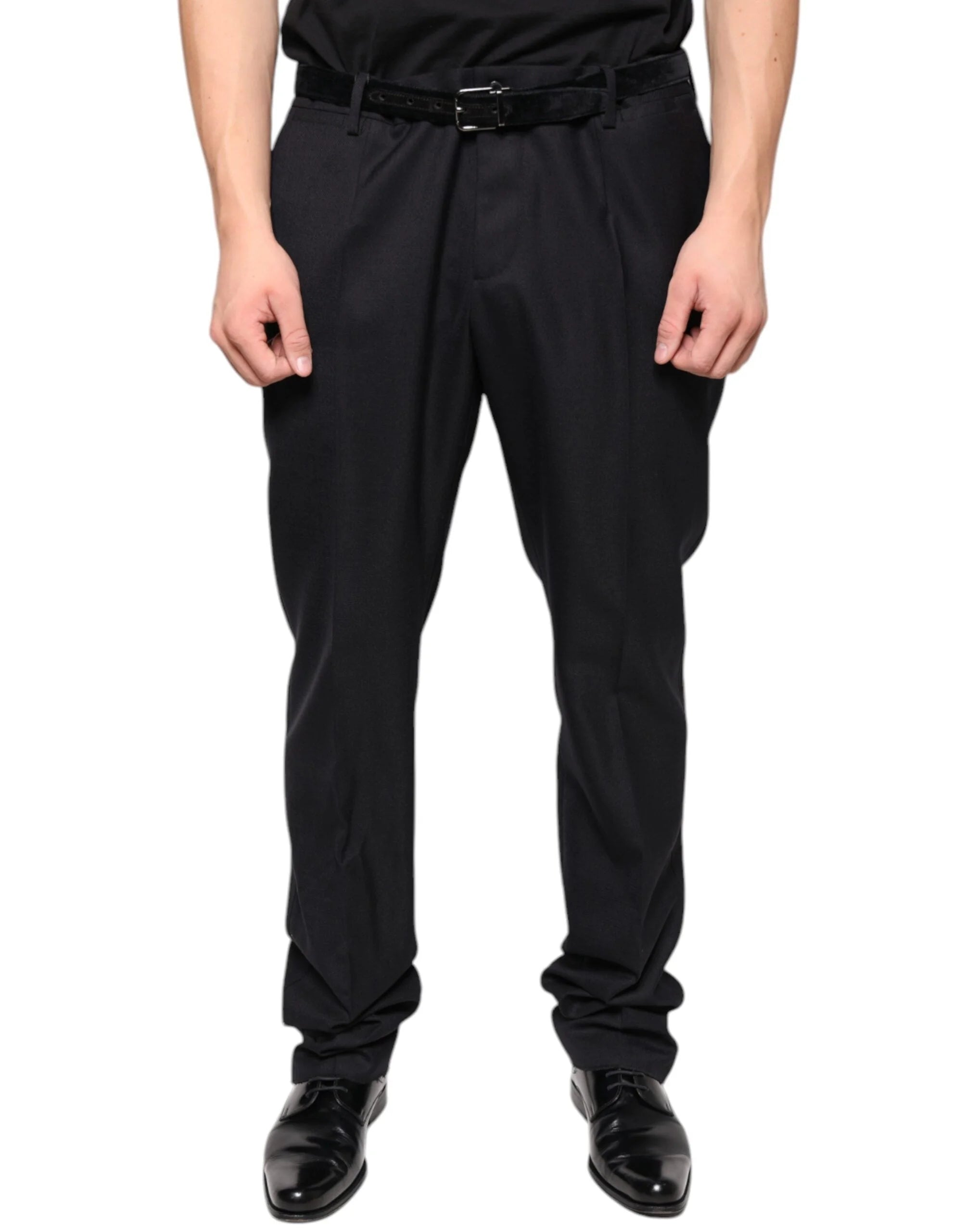 Dolce & Gabbana Black Wool Skinny Dress Formal Pants - IT54 | XL - Trousers