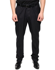 Dolce & Gabbana Black Wool Skinny Dress Formal Pants - IT54 | XL - Trousers