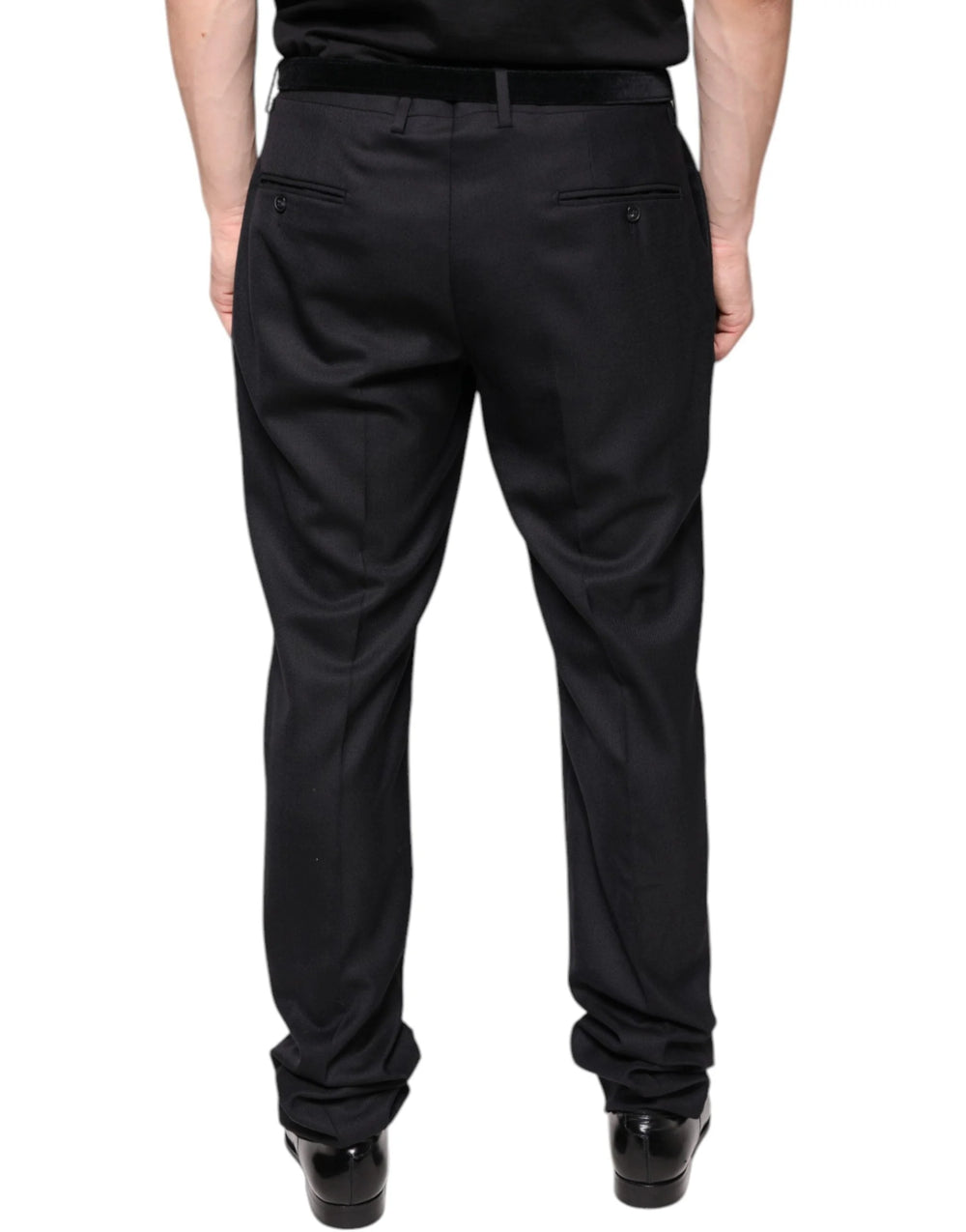Dolce & Gabbana Black Wool Skinny Dress Formal Pants - IT54 | XL - Trousers