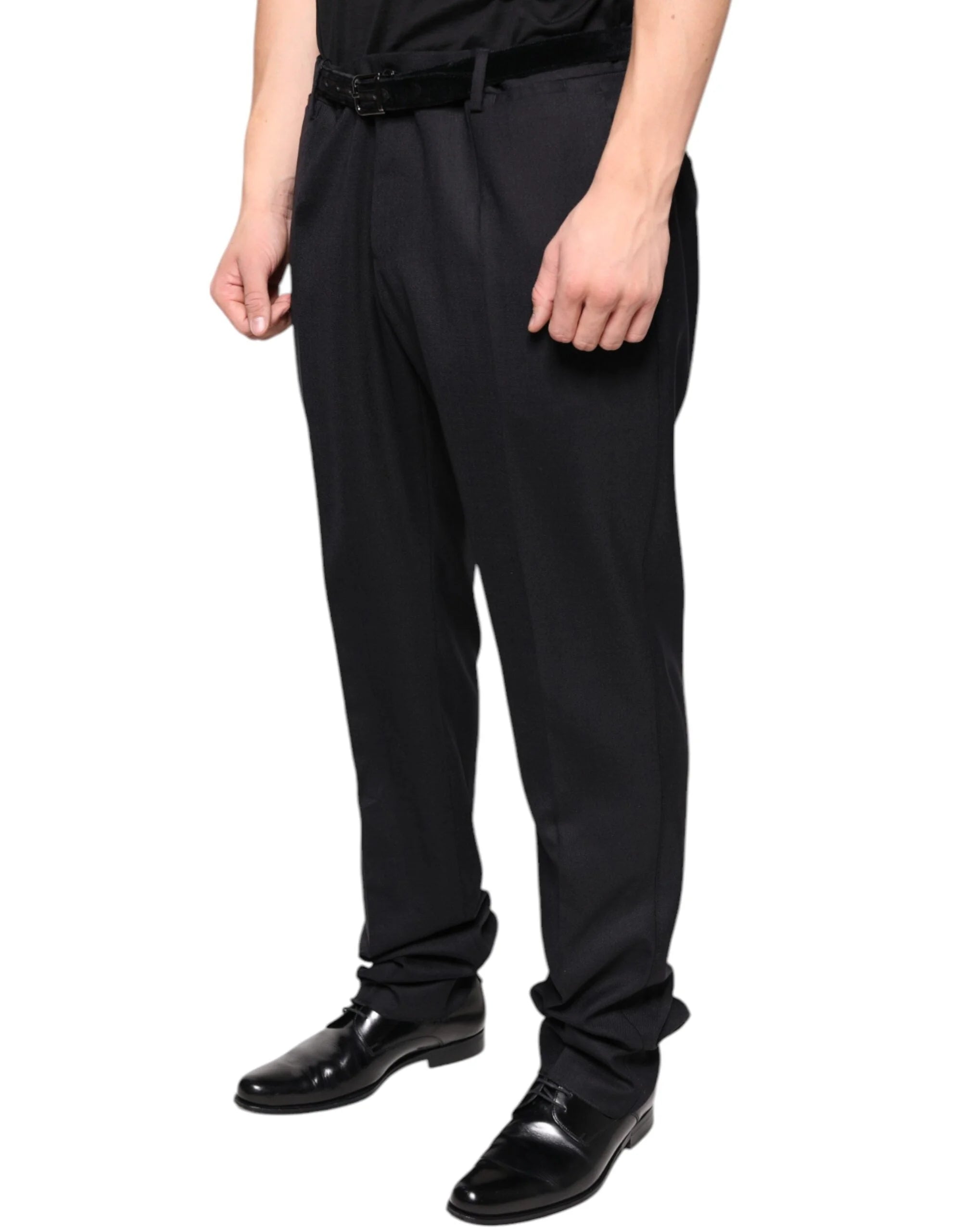 Dolce & Gabbana Black Wool Skinny Dress Formal Pants - IT54 | XL - Trousers