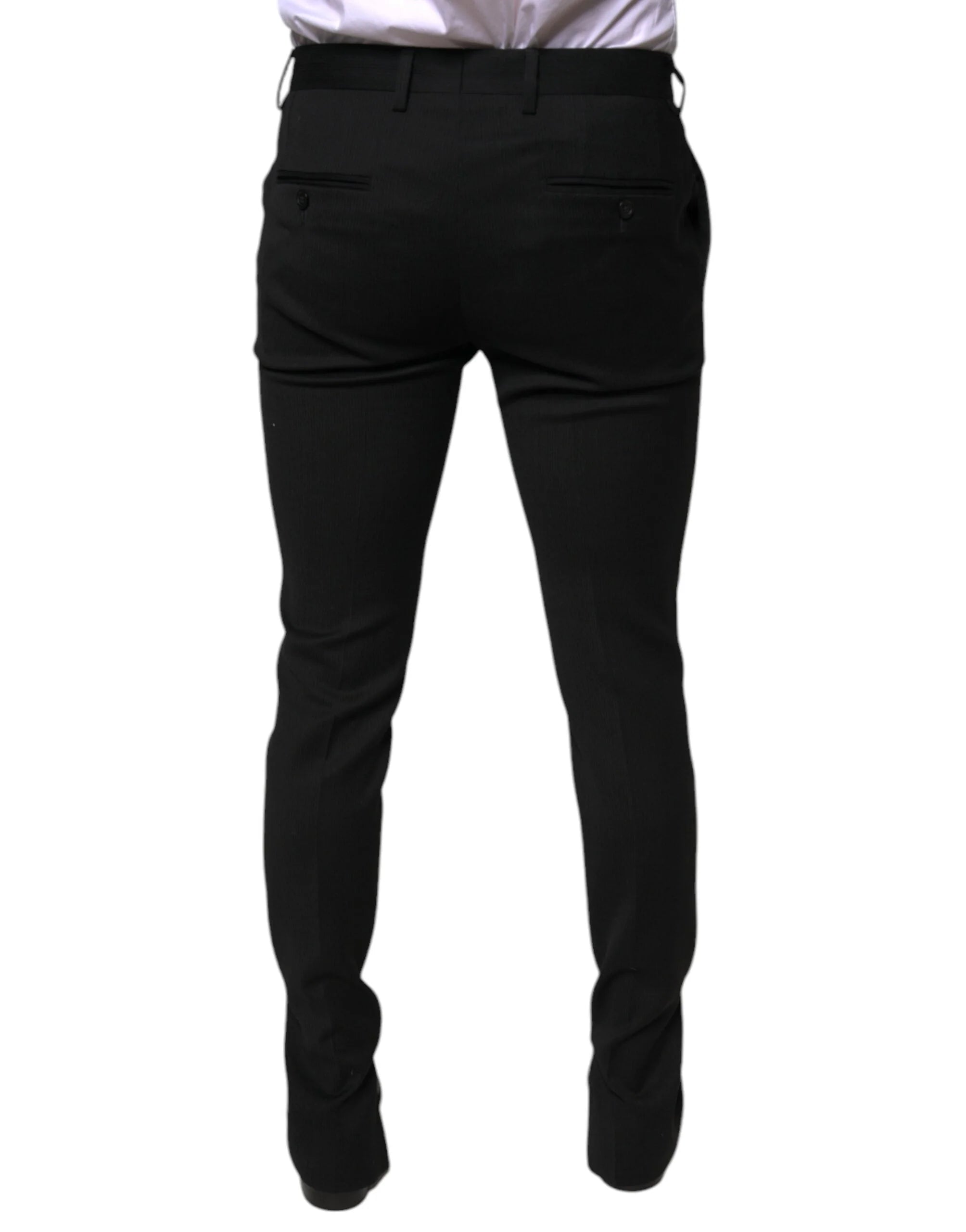 Dolce & Gabbana Black Wool Skinny Formal Dress Pants - IT48 | M - Trousers