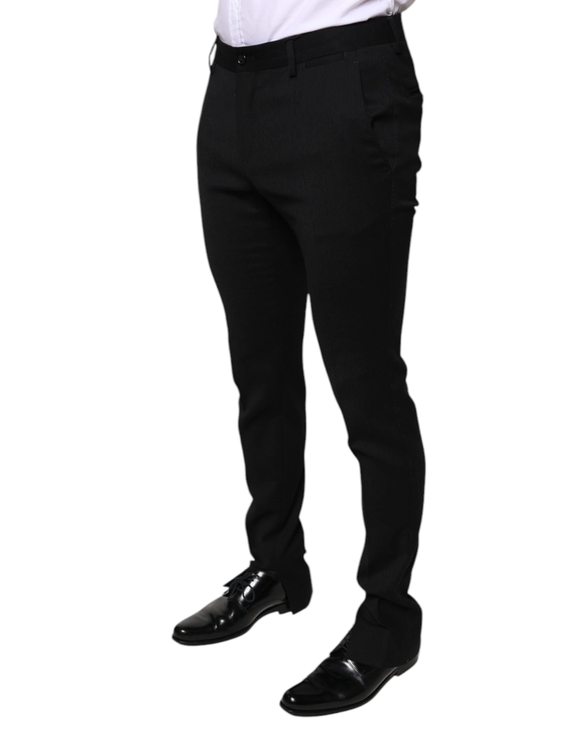Dolce & Gabbana Black Wool Skinny Formal Dress Pants - IT48 | M - Trousers