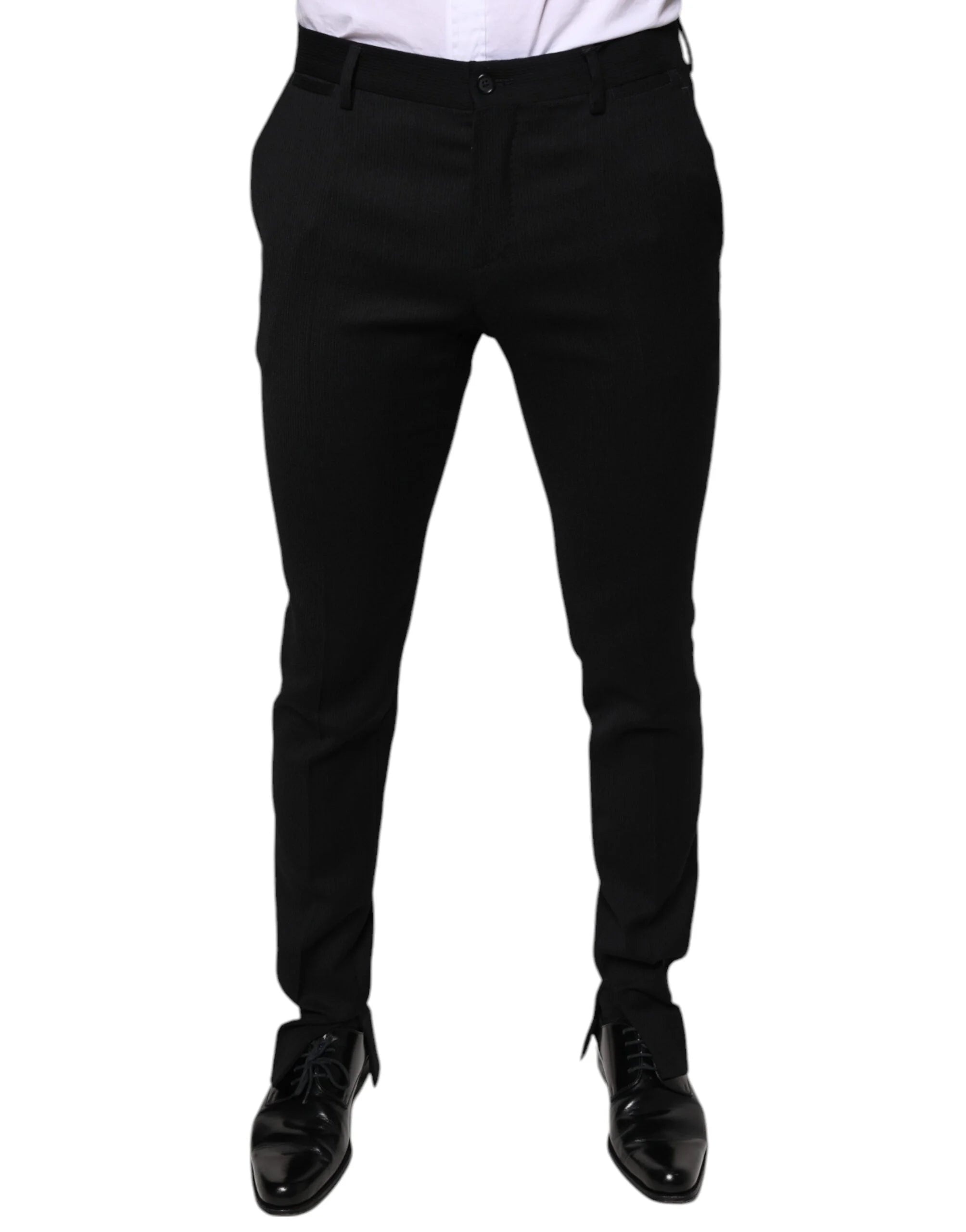 Dolce & Gabbana Black Wool Skinny Formal Dress Pants - IT48 | M - Trousers