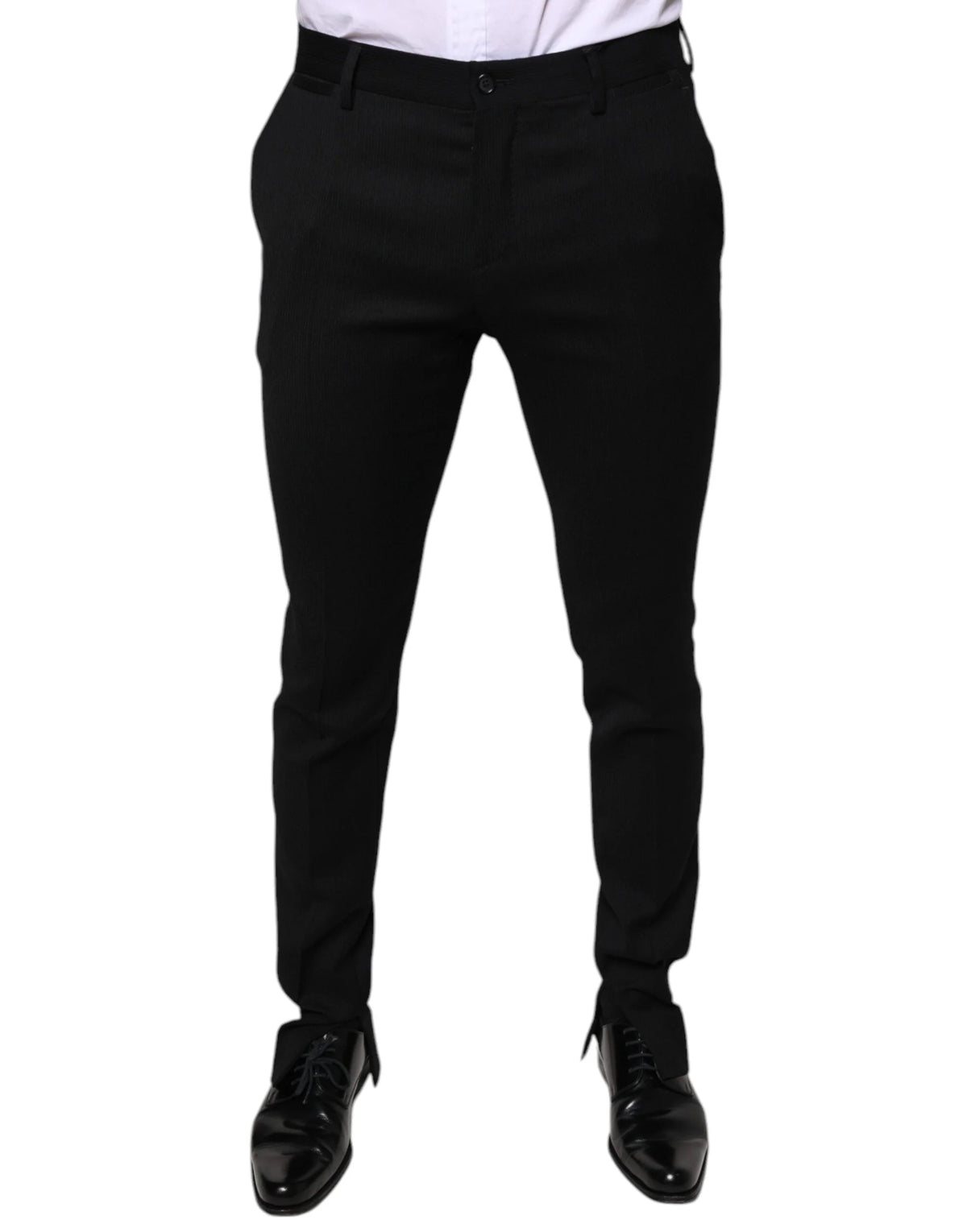 Dolce & Gabbana Black Wool Skinny Formal Dress Pants - IT48 | M - Trousers