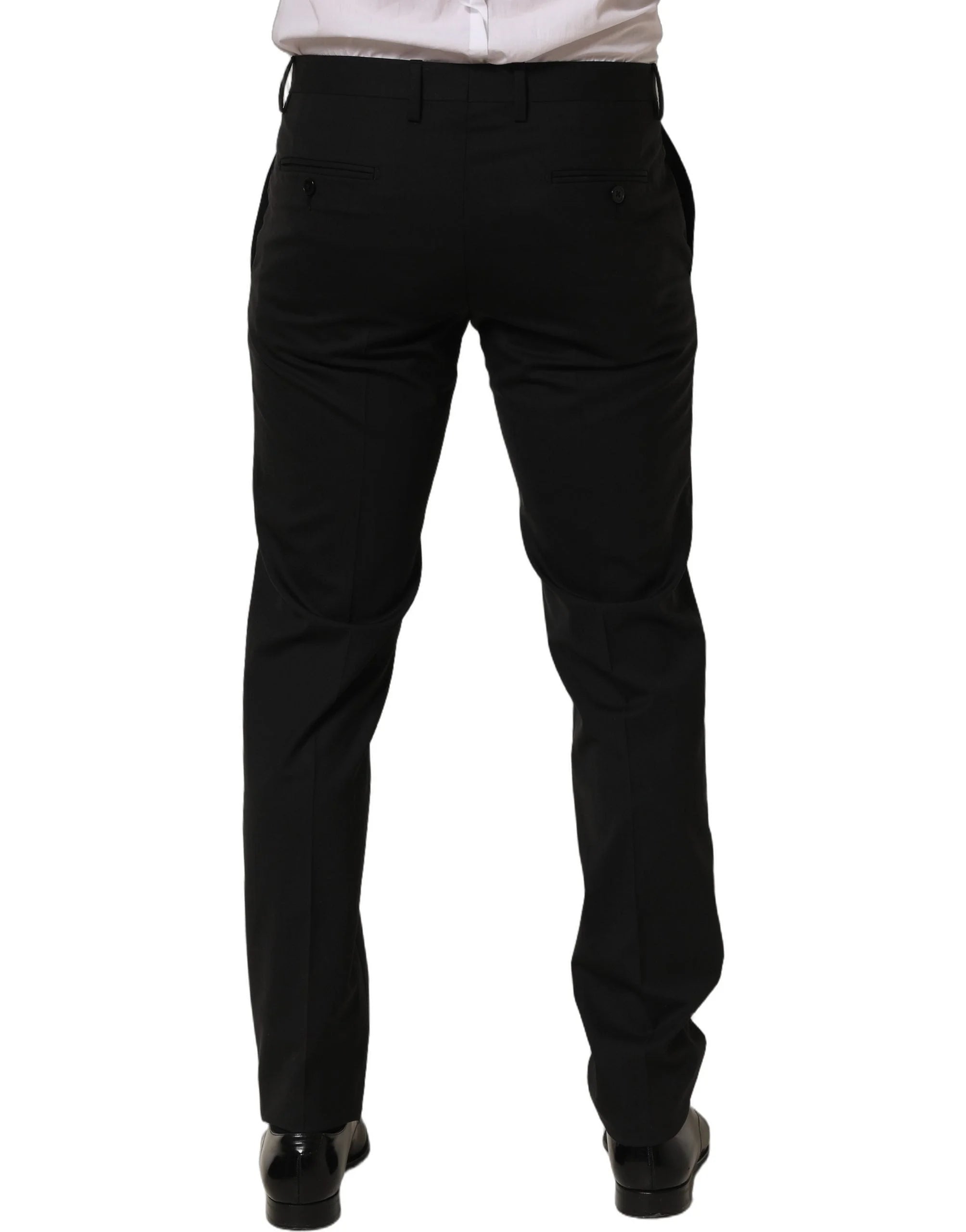 Dolce & Gabbana Black Wool Skinny Leg Dress Men Trouser Pants - IT48 | M