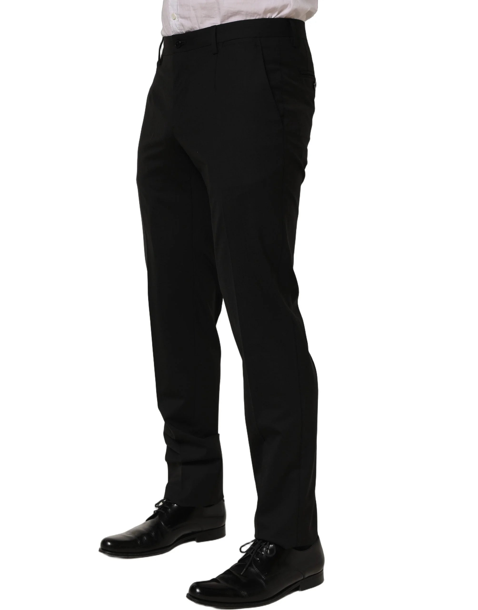 Dolce & Gabbana Black Wool Skinny Leg Dress Men Trouser Pants - IT48 | M