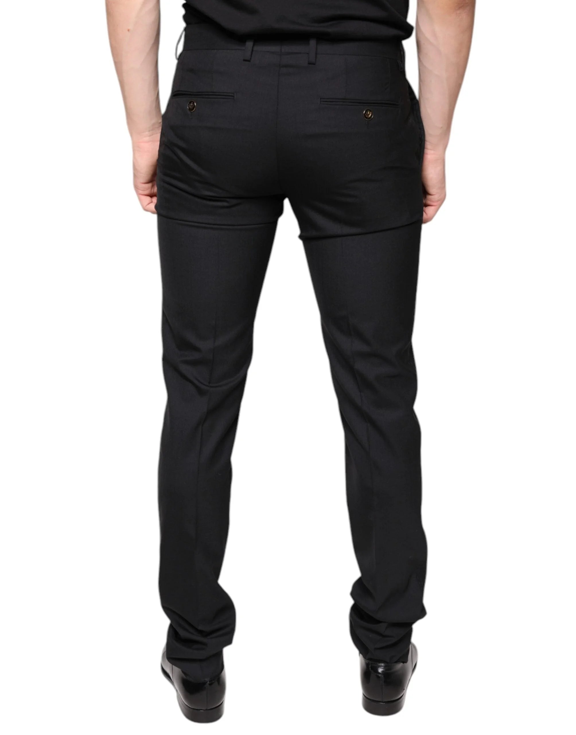 Dolce & Gabbana Black Wool Skinny Men Dress Pants - IT46 | S - Trousers