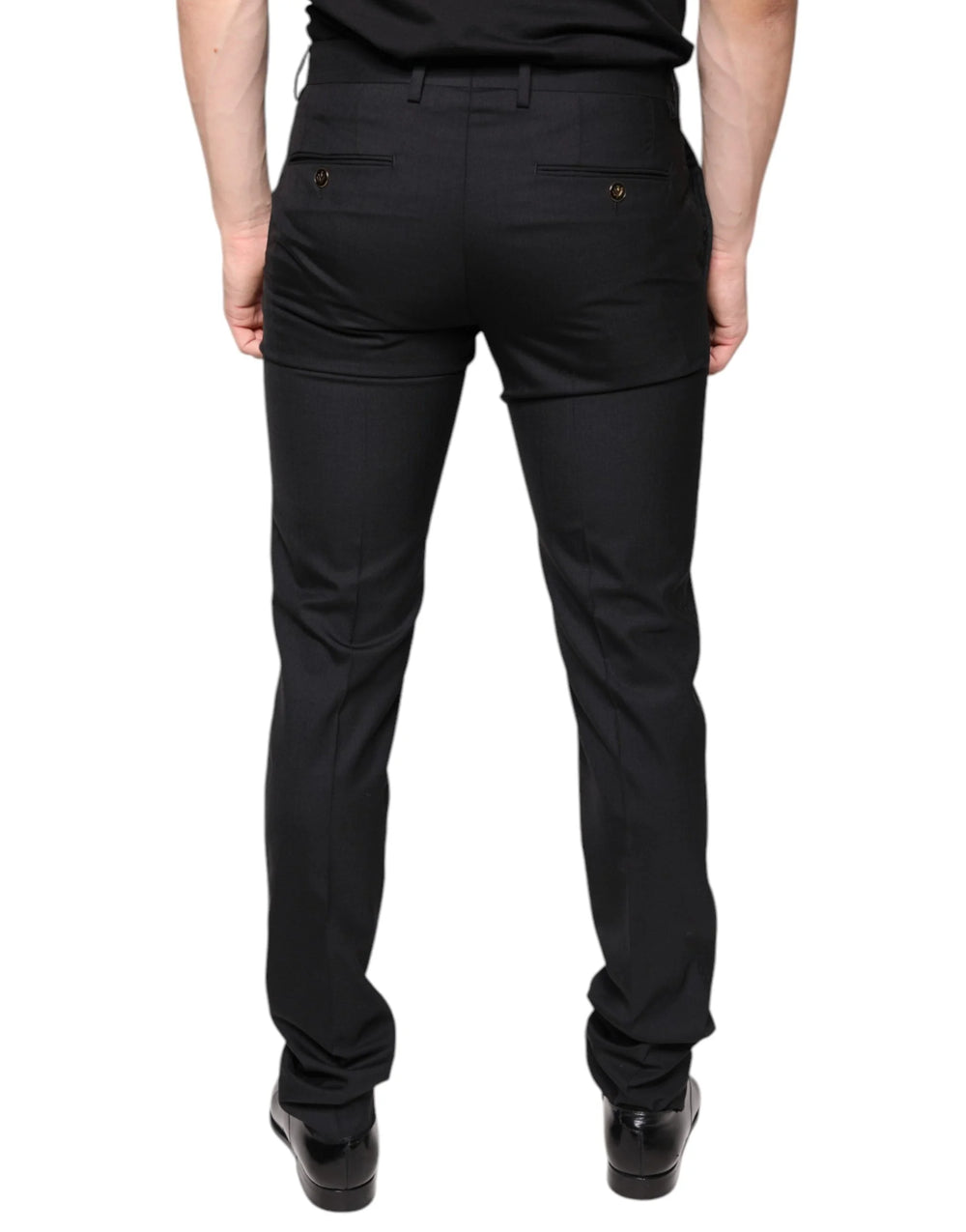Dolce & Gabbana Black Wool Skinny Men Dress Pants - IT46 | S - Trousers