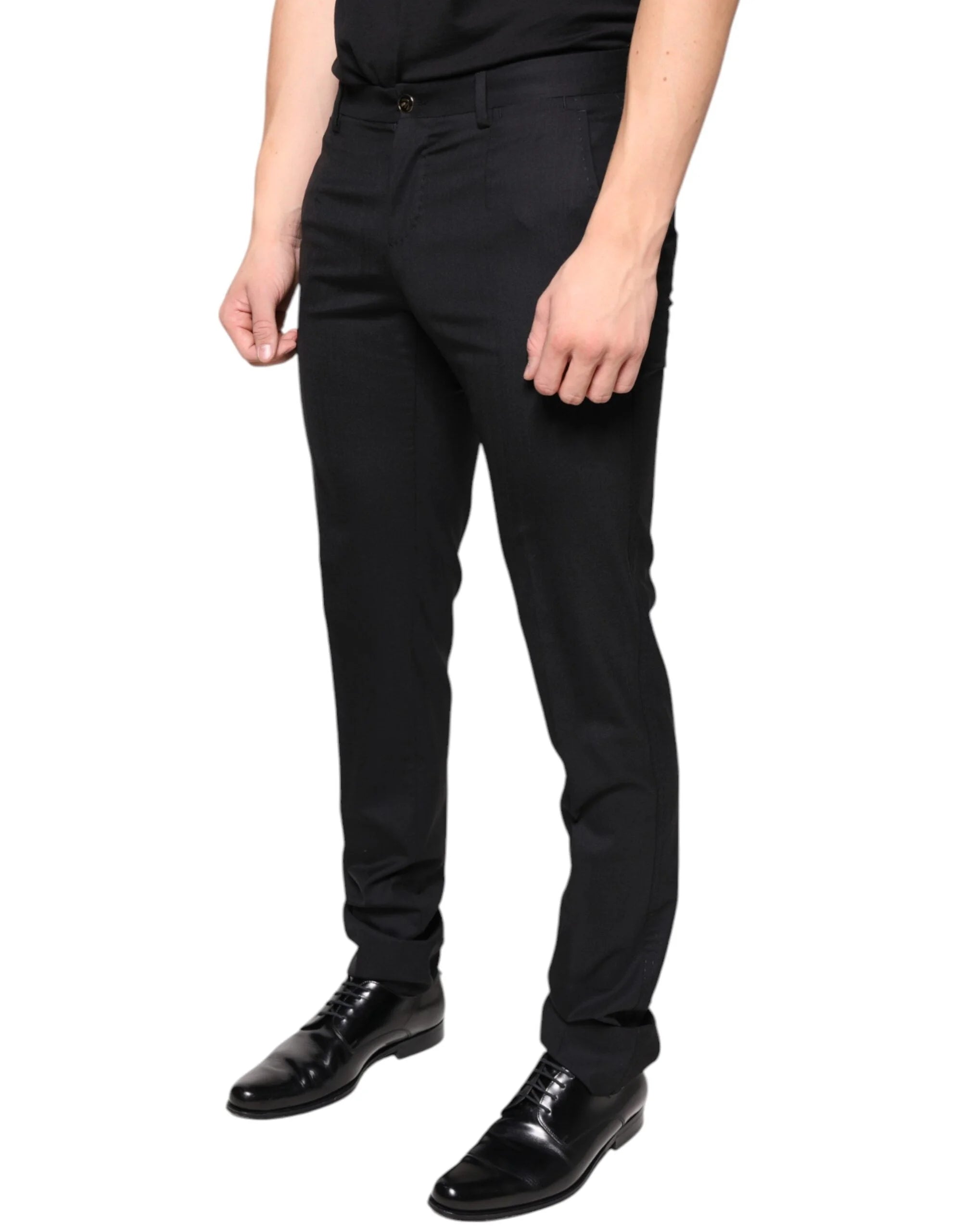Dolce & Gabbana Black Wool Skinny Men Dress Pants - IT46 | S - Trousers