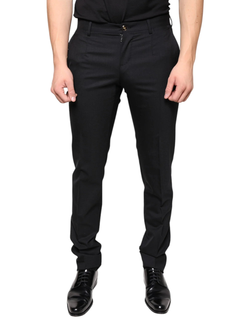 Dolce & Gabbana Black Wool Skinny Men Dress Pants - IT46 | S - Trousers