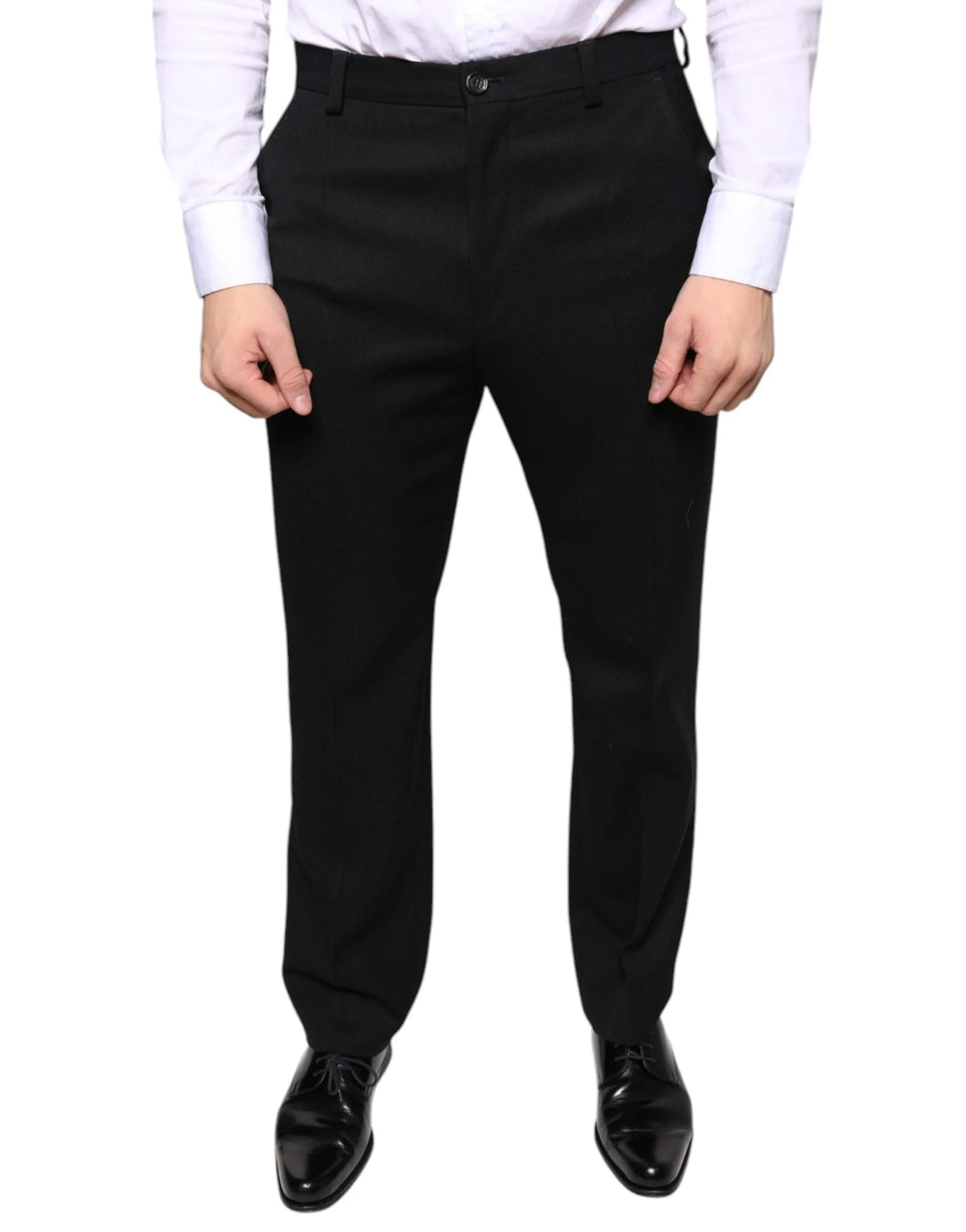Dolce & Gabbana Black Wool Skinny Men Dress Pants - IT48 | M - Trousers