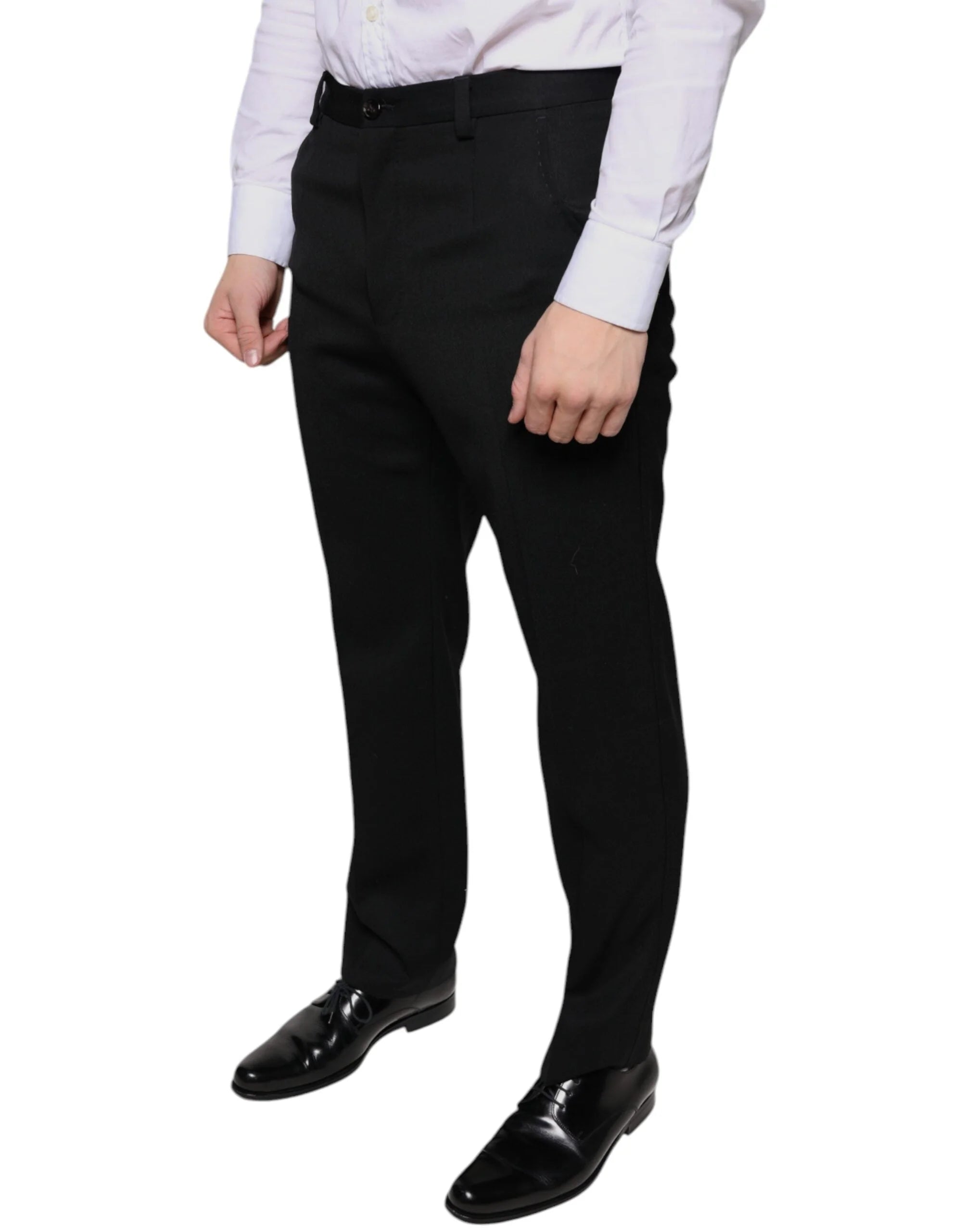 Dolce & Gabbana Black Wool Skinny Men Dress Pants - IT48 | M - Trousers
