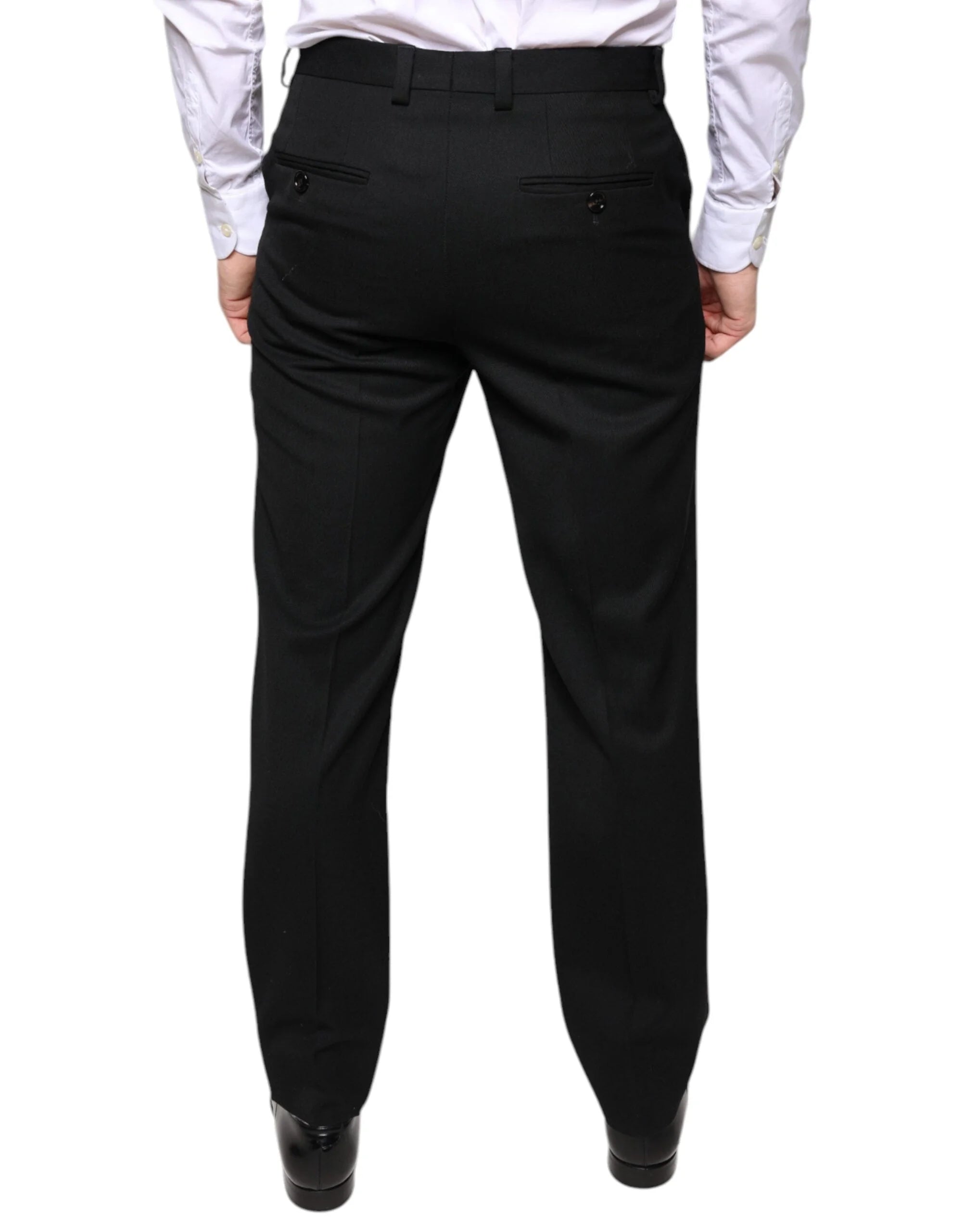 Dolce & Gabbana Black Wool Skinny Men Dress Pants - IT48 | M - Trousers