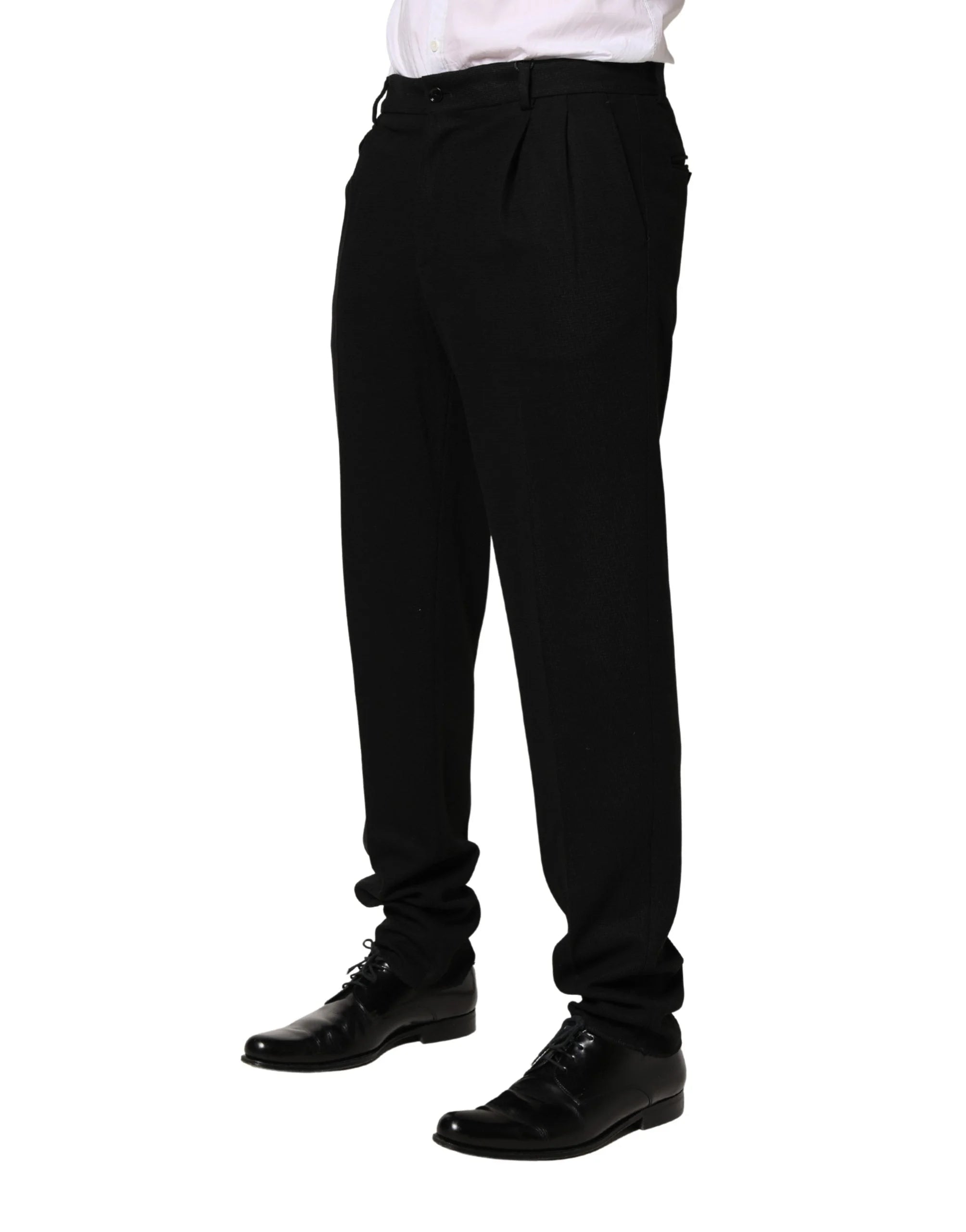 Dolce & Gabbana Black Wool Skinny Men Dress Trouser Pants - IT48 | M