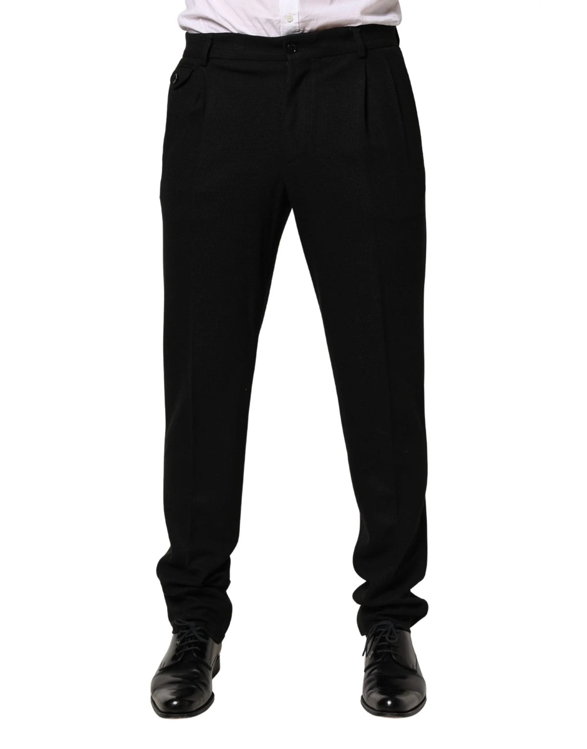 Dolce & Gabbana Black Wool Skinny Men Dress Trouser Pants - IT48 | M