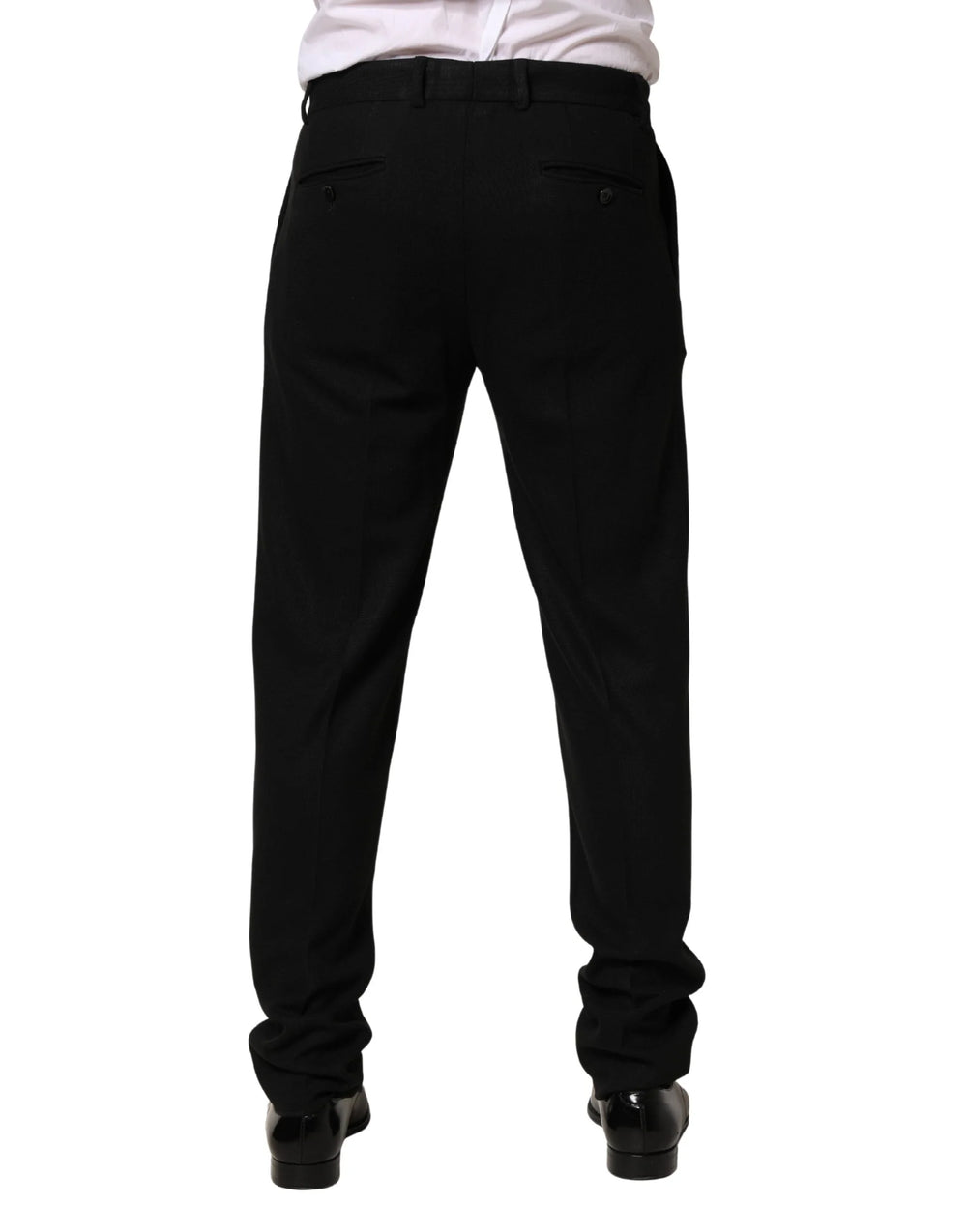 Dolce & Gabbana Black Wool Skinny Men Dress Trouser Pants - IT48 | M