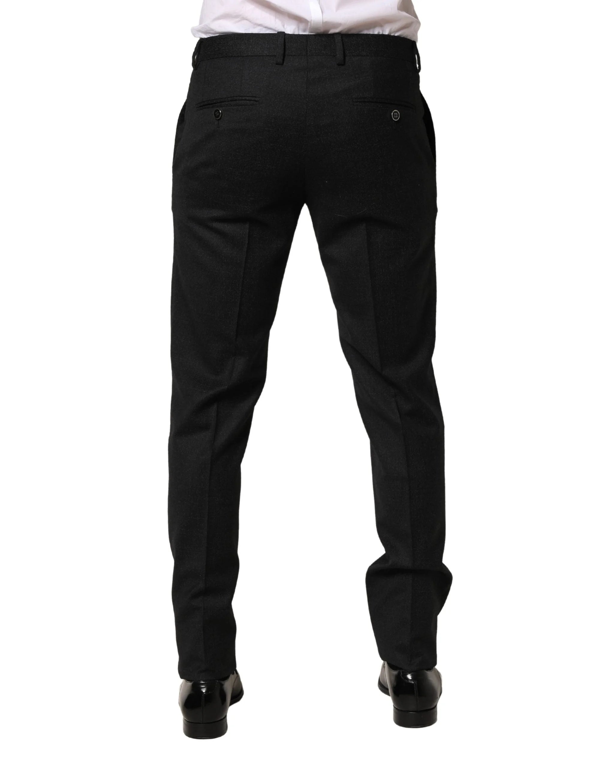 Dolce & Gabbana Black Wool Skinny Men Dress Trouser Pants - IT48 | M