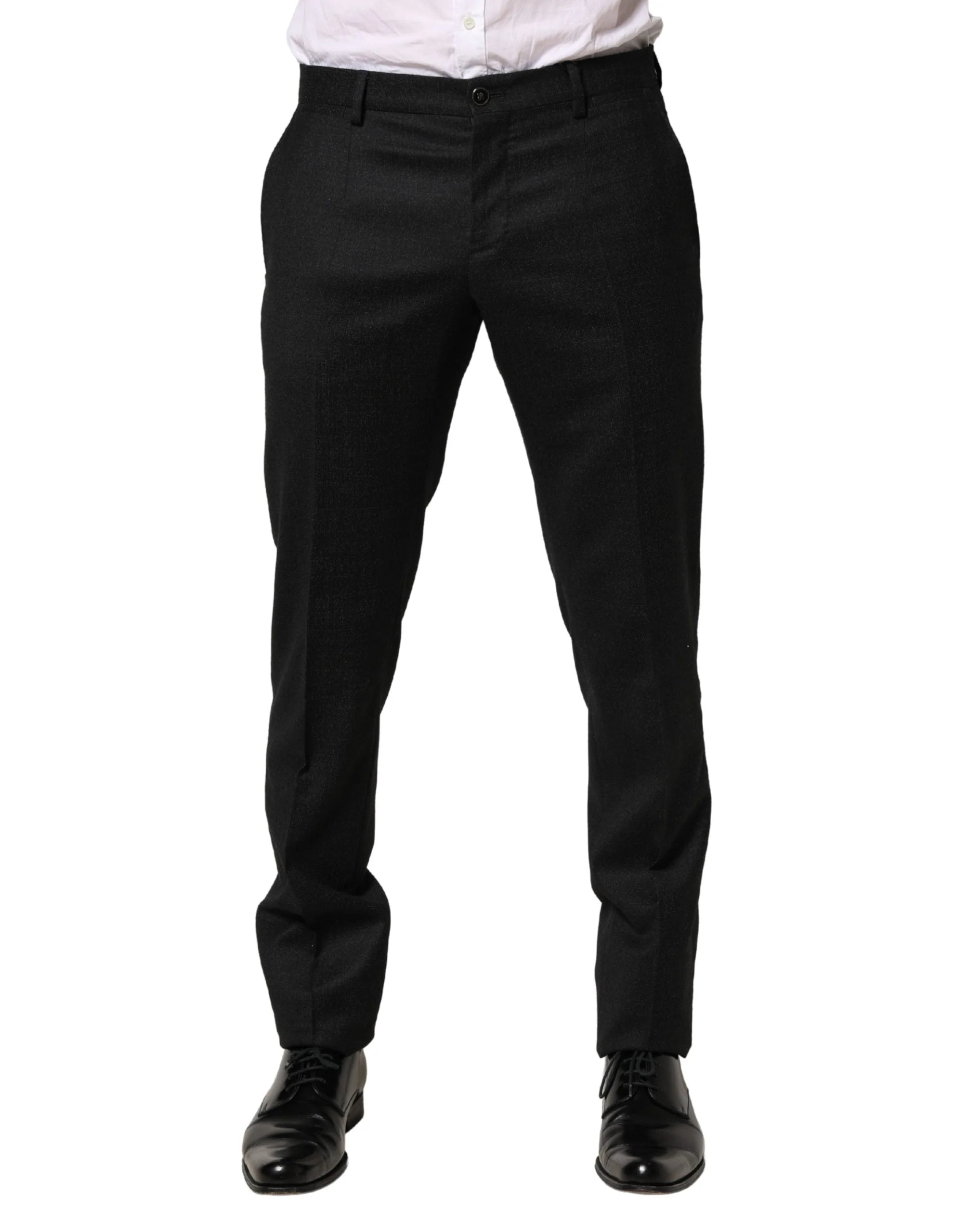 Dolce & Gabbana Black Wool Skinny Men Dress Trouser Pants - IT48 | M