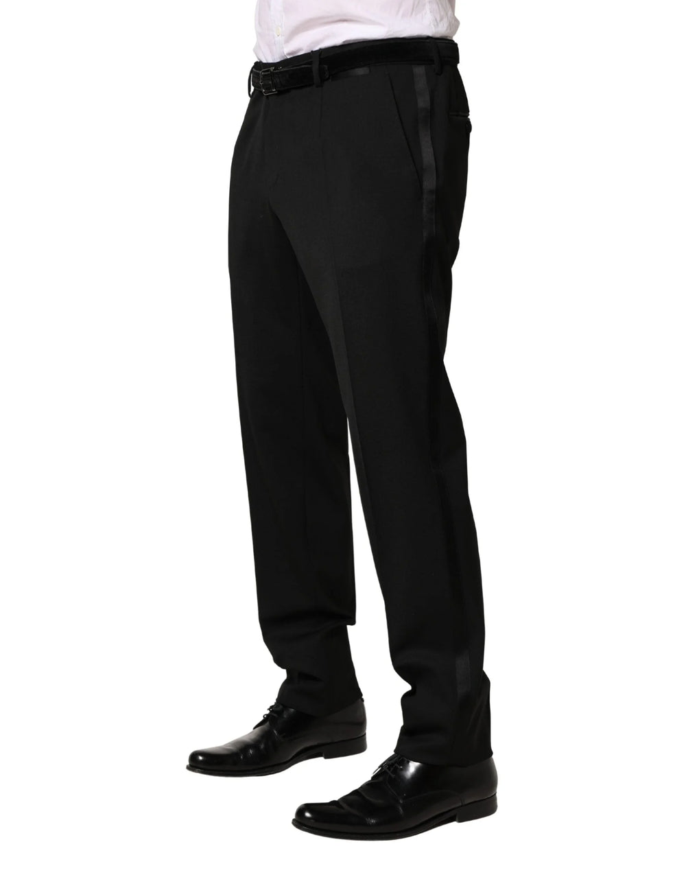Dolce & Gabbana Black Wool Skinny Men Dress Trouser Pants - IT52 | XL