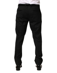 Dolce & Gabbana Black Wool Skinny Men Dress Trouser Pants - IT52 | XL