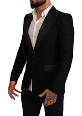 Dolce & Gabbana Black Wool Slim Fit Coat Blazer Jacket - IT48 | M - Sport Jackets