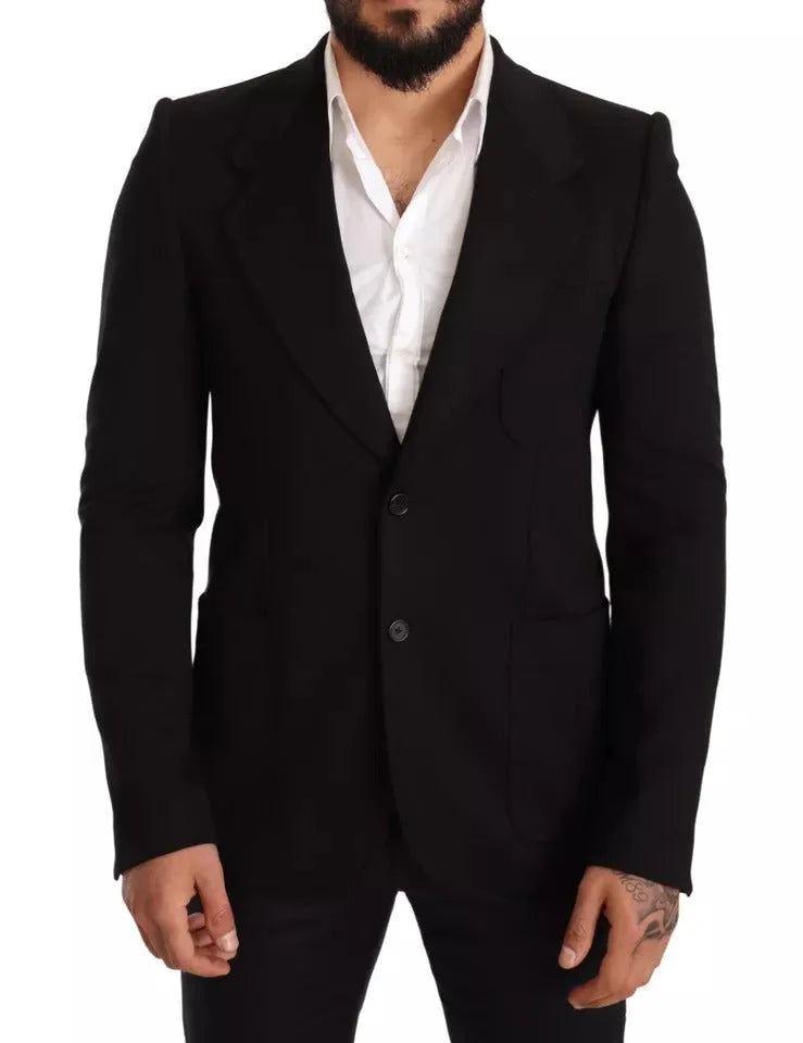 Dolce & Gabbana Black Wool Slim Fit Coat Jacket Blazer - IT48 | M - Sport Jackets