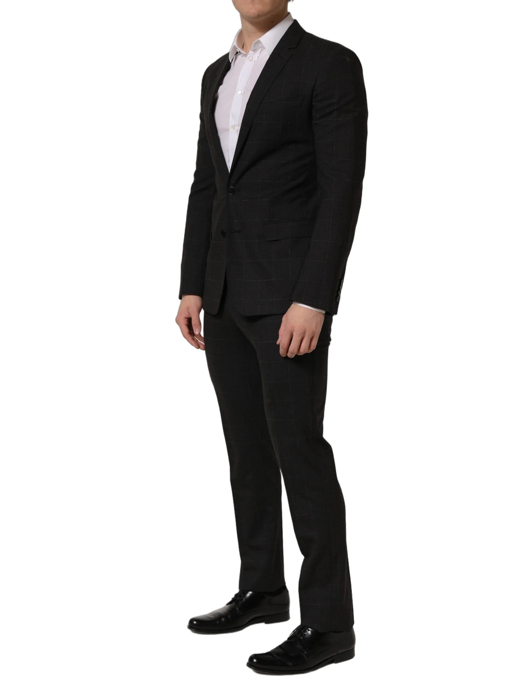 Dolce & Gabbana Black Wool Slim Fit Formal 2 Piece Men Suit - IT46 | S