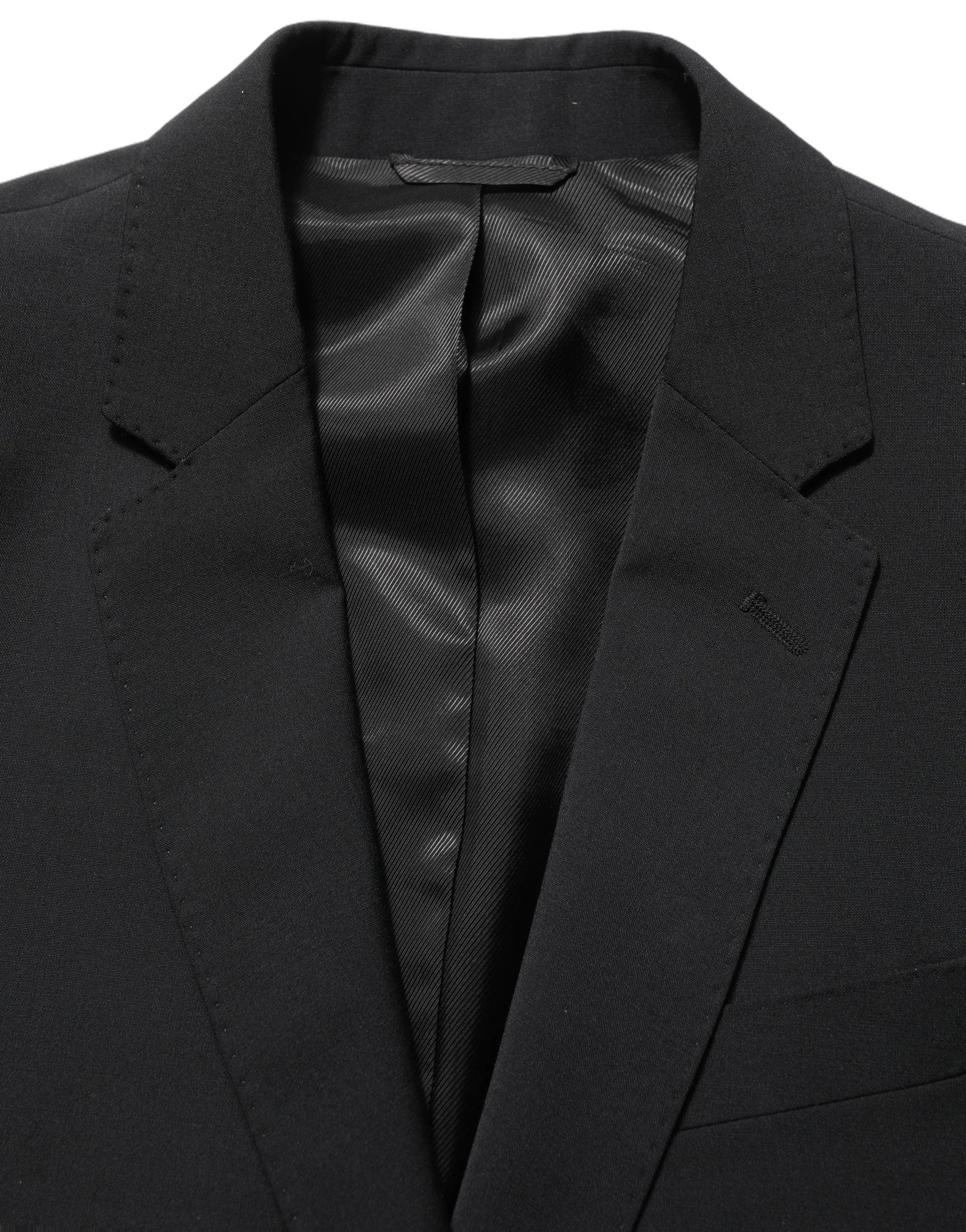 Dolce & Gabbana Black Wool Slim Fit Formal 2 Piece Men Suit - IT46 | S