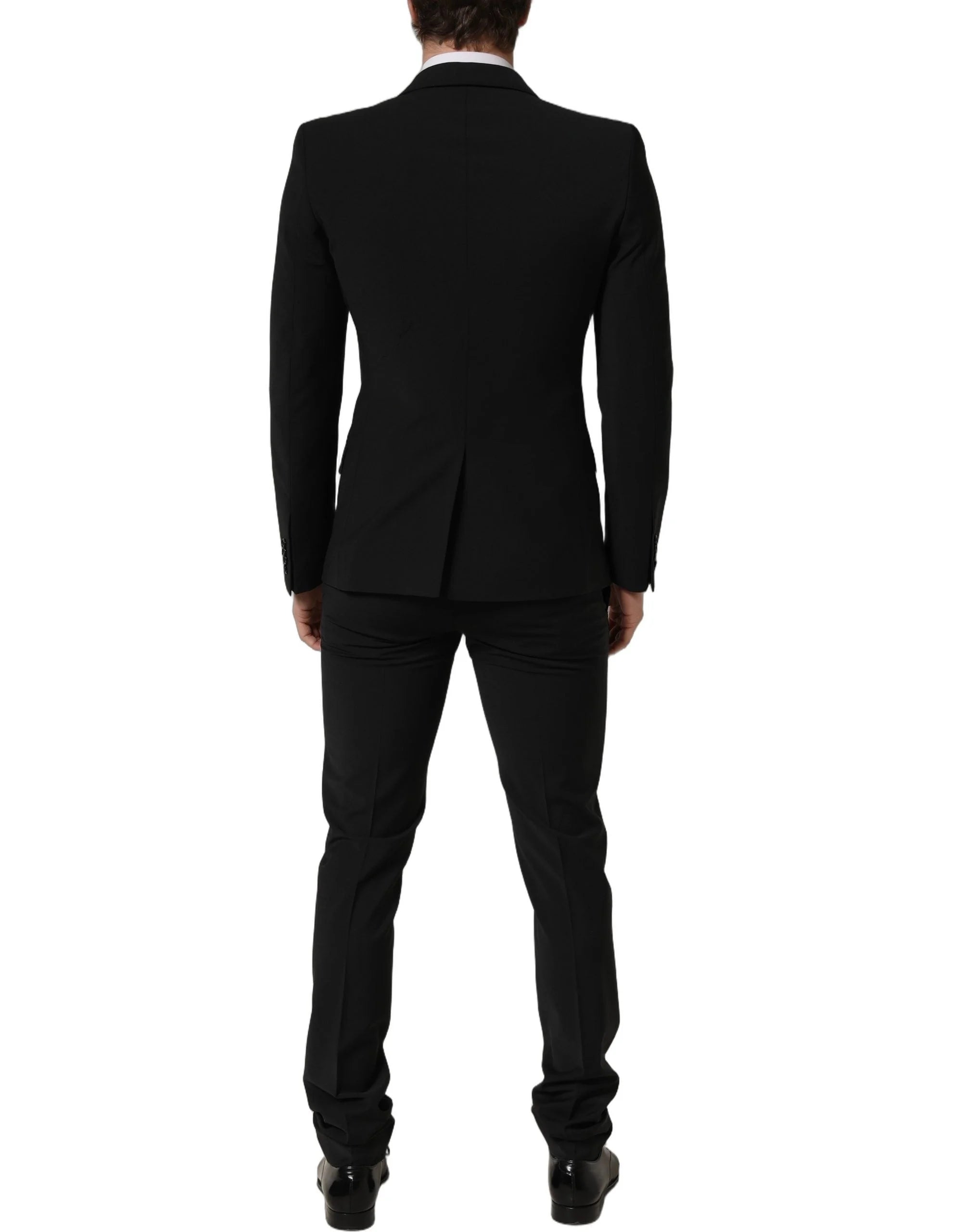 Dolce & Gabbana Black Wool Slim Fit Formal 2 Piece Men Suit - IT46 | S