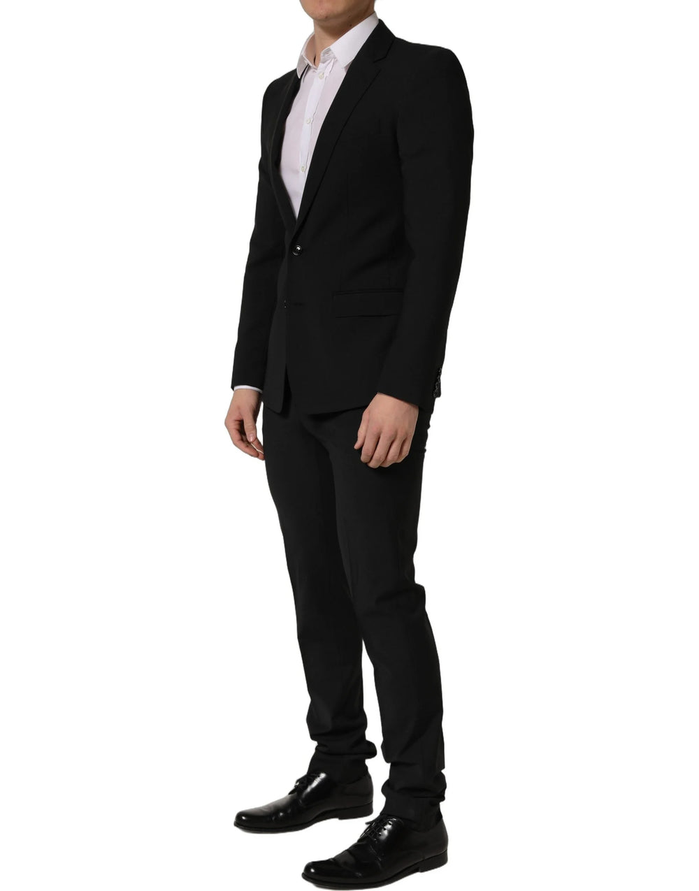 Dolce & Gabbana Black Wool Slim Fit Formal 2 Piece Men Suit - IT46 | S