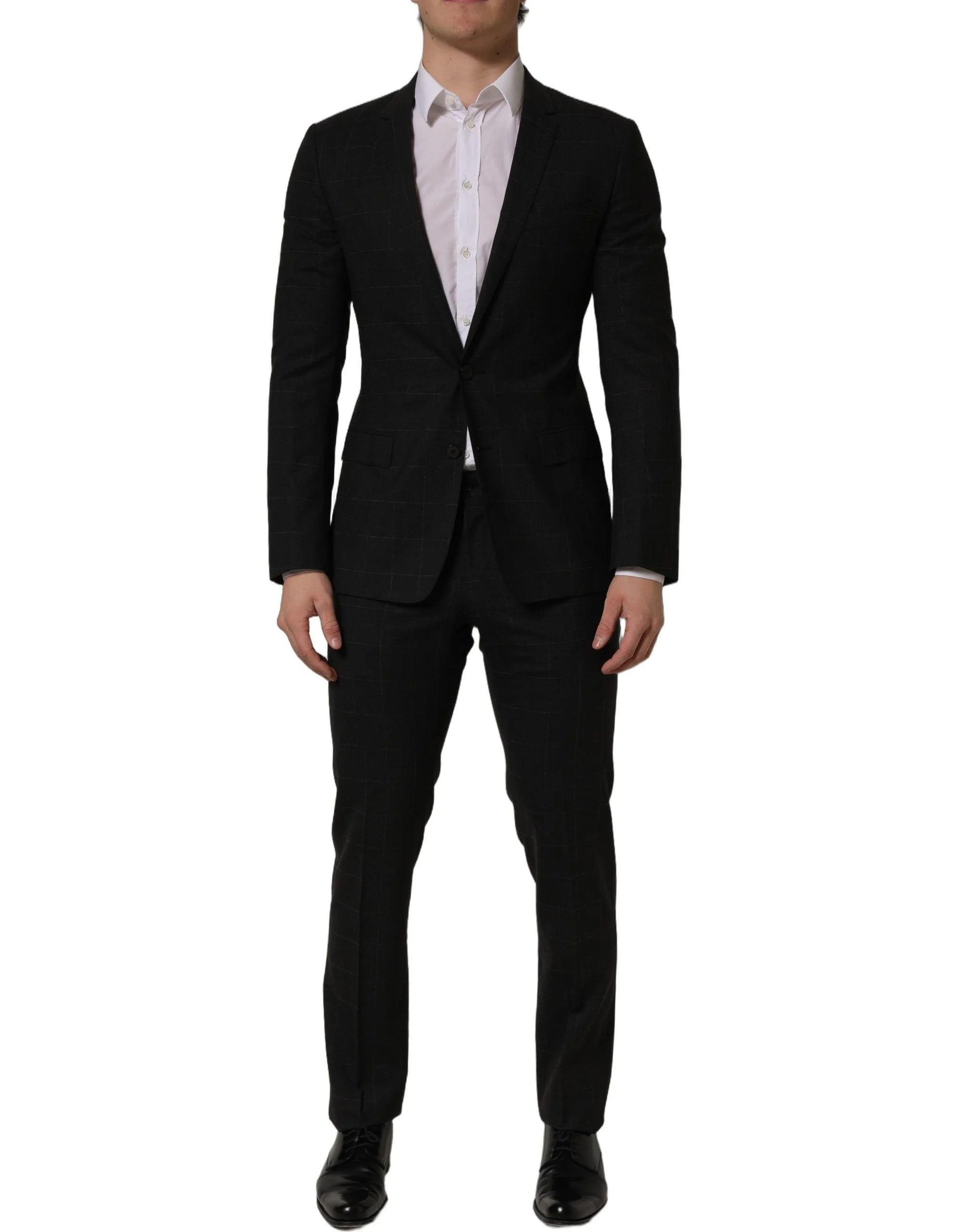 Dolce & Gabbana Black Wool Slim Fit Formal 2 Piece Men Suit - IT46 | S