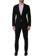Dolce & Gabbana Black Wool Slim Fit Formal 2 Piece Men Suit - IT46 | S