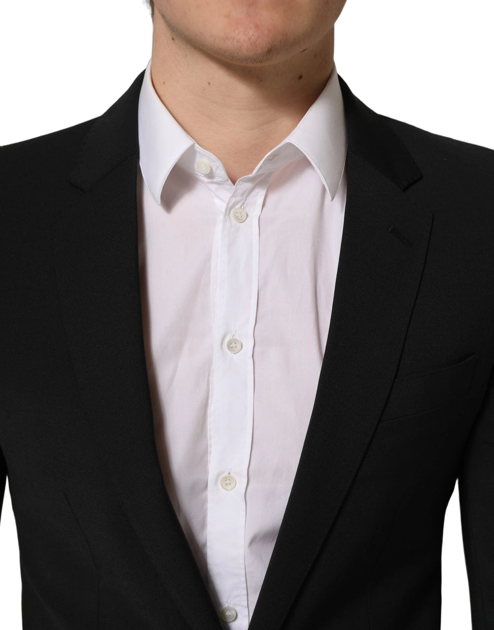 Dolce & Gabbana Black Wool Slim Fit Formal 2 Piece Men Suit - IT46 | S