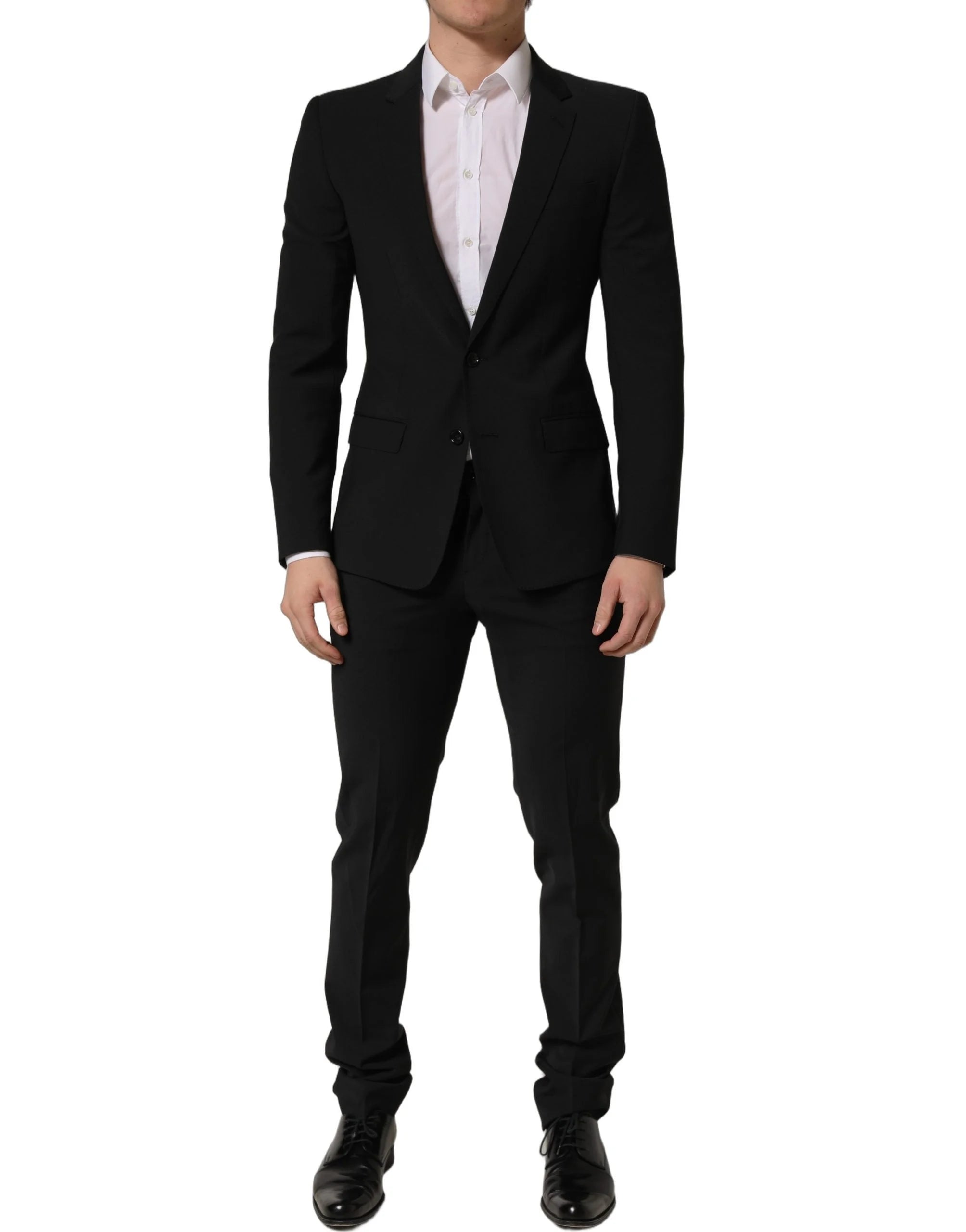 Dolce & Gabbana Black Wool Slim Fit Formal 2 Piece Men Suit - IT46 | S