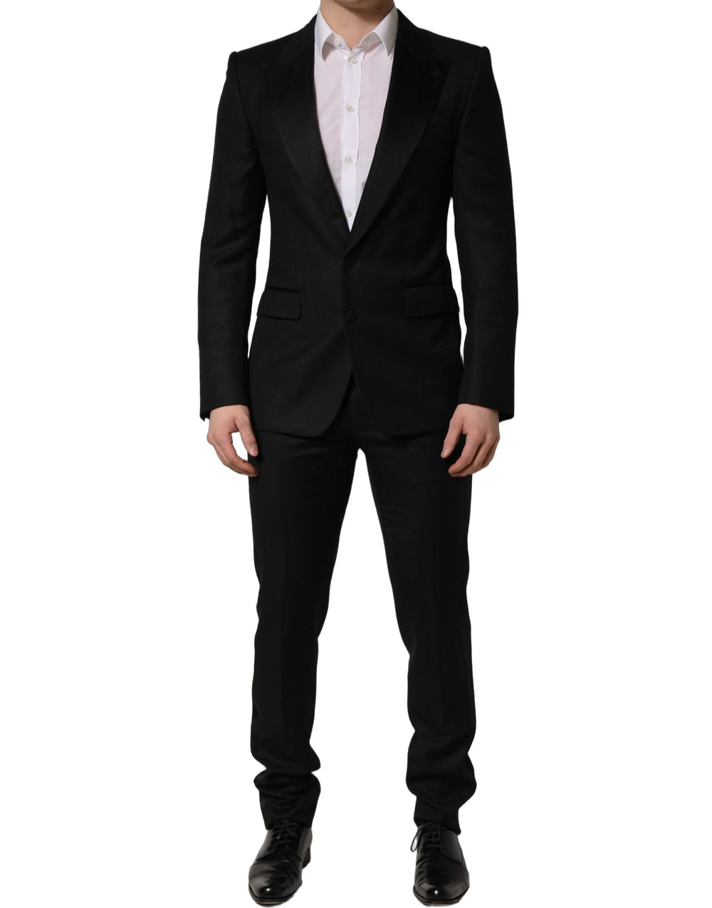 Dolce & Gabbana Black Wool Slim Fit Formal 2 Piece Men Suit - IT50 | L