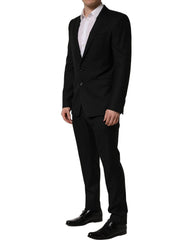Dolce & Gabbana Black Wool Slim Fit Formal 2 Piece Men Suit - IT50 | L