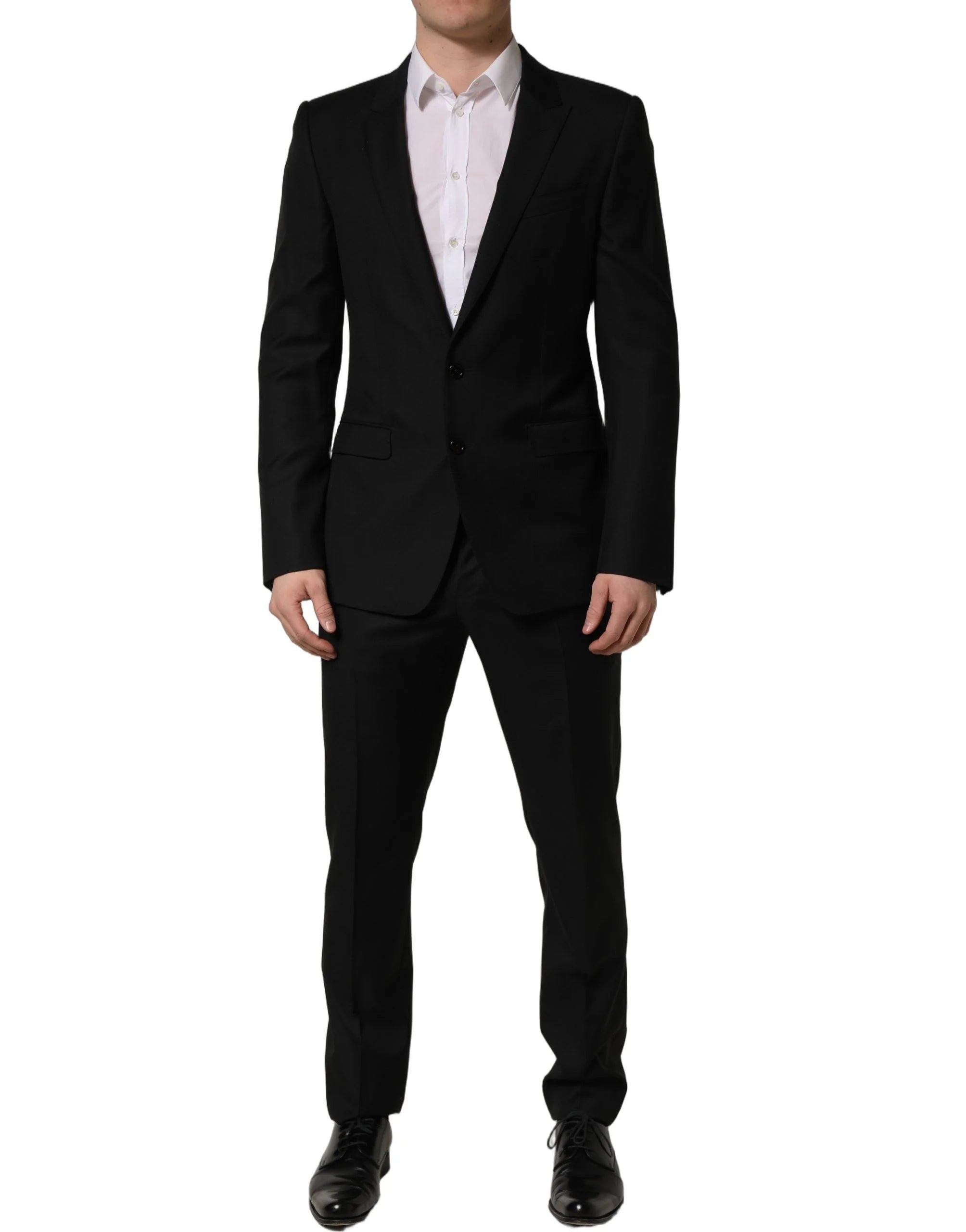 Dolce & Gabbana Black Wool Slim Fit Formal 2 Piece Men Suit - IT50 | L